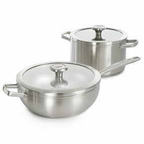 BergHOFF Leo Graphite 4Pc Cookware Set With Glass Lids, Recycled 18/10 Stainless Steel cookware set,cooking pots,kitchen cookware