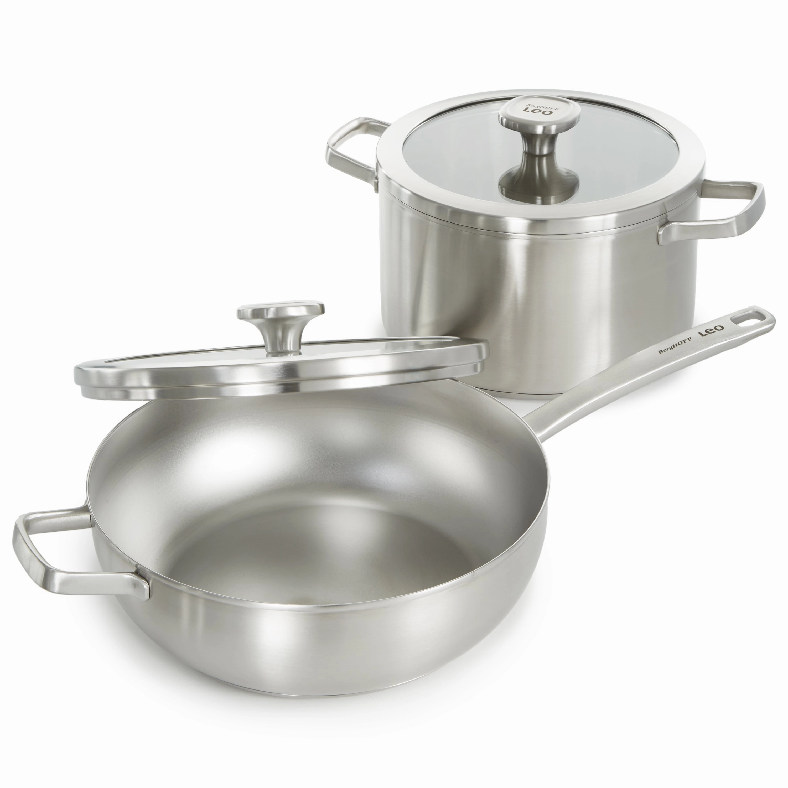 BergHOFF Leo Graphite 4Pc Cookware Set With Glass Lids, Recycled 18/10 Stainless Steel