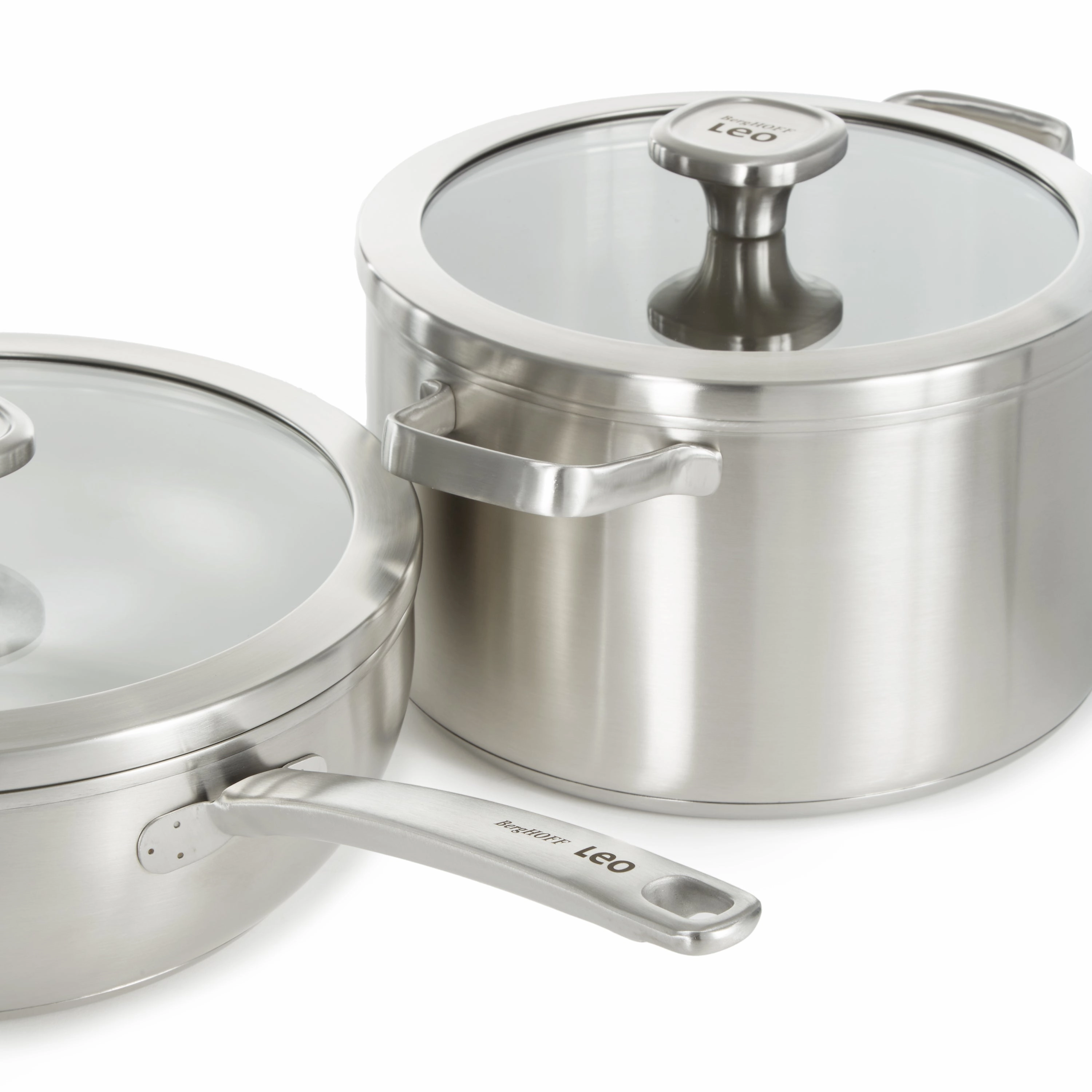 BergHOFF Leo Graphite 4Pc Cookware Set With Glass Lids, Recycled 18/10 Stainless Steel