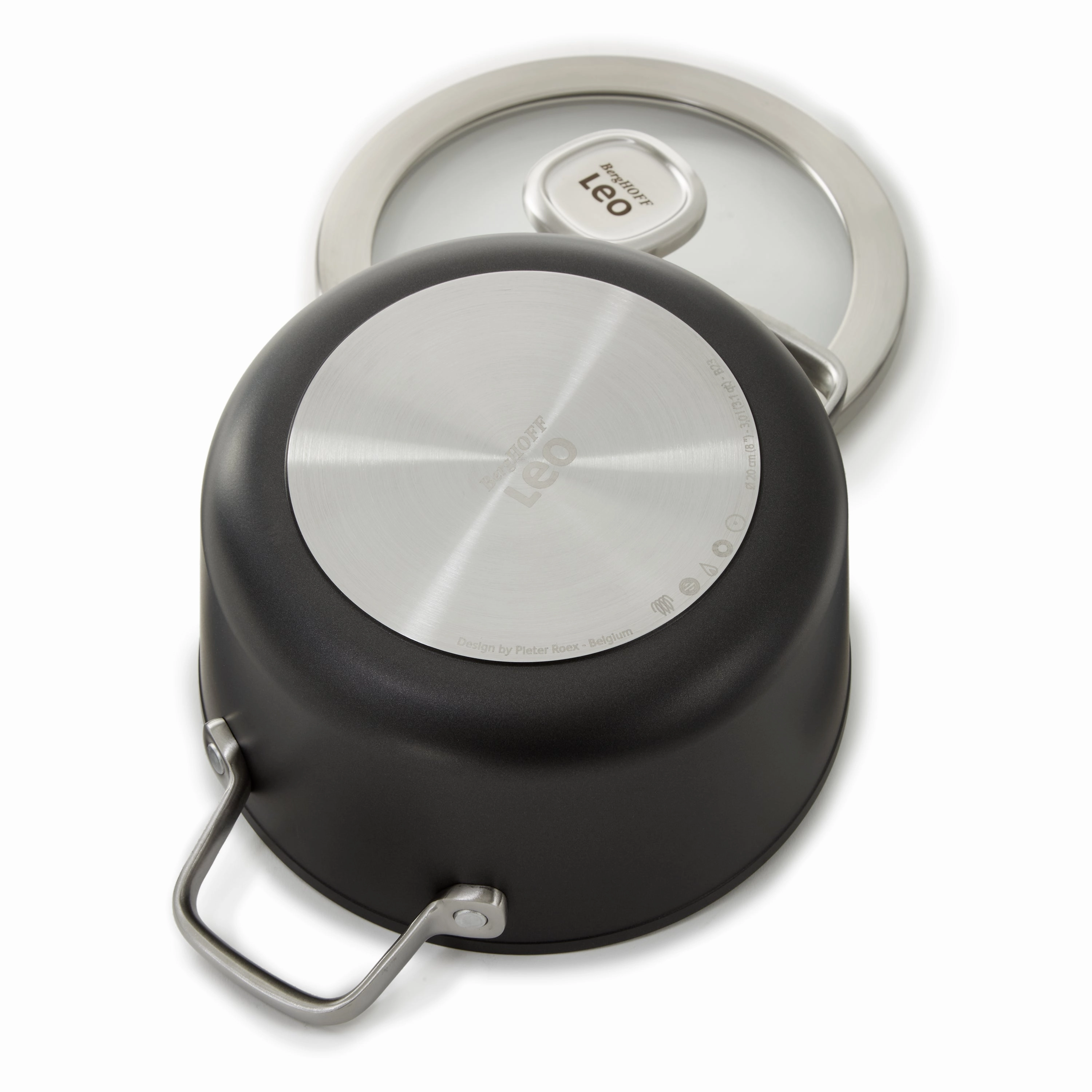 BergHOFF Leo Graphite Nonstick Ceramic 8" Stockpot 3.3qt. With Glass Lid, Sustainable Recycled Material