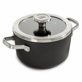 BergHOFF Leo Graphite Nonstick Ceramic 8" Stockpot 3.3qt. With Glass Lid, Sustainable Recycled Material cookware set,cooking pots,kitchen cookware