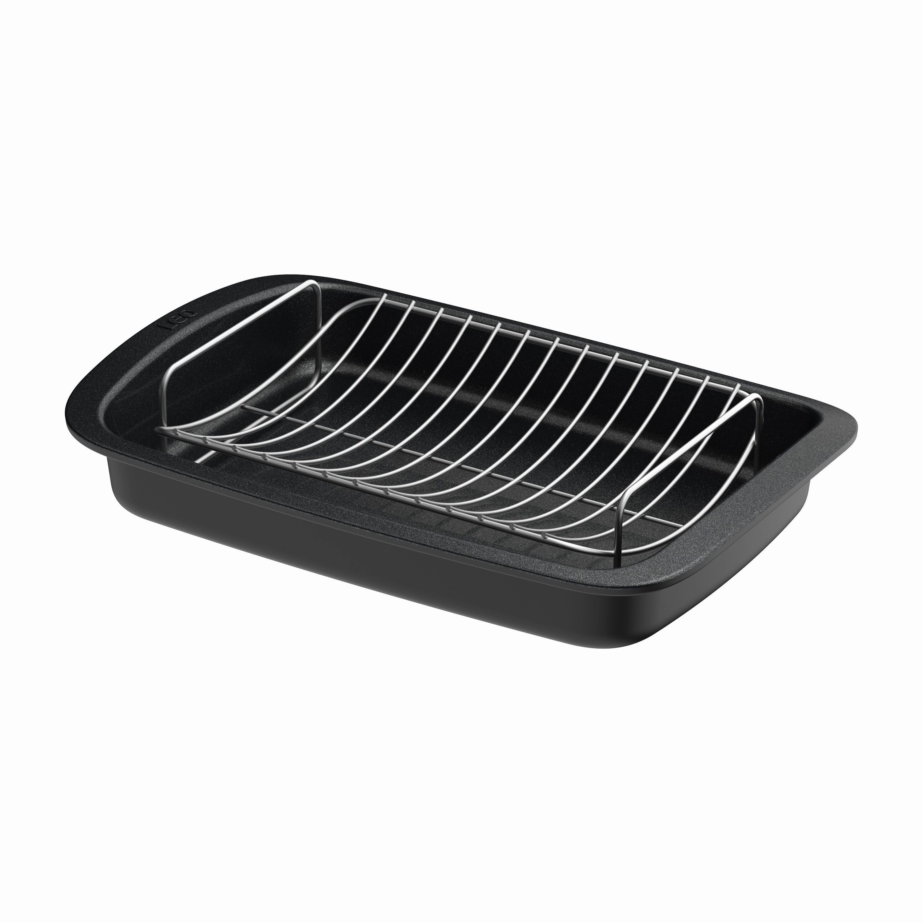 BergHOFF Leo Graphite Nonstick Recycled Cast Aluminum Roaster with Removable Rack 16.5" X 11" X 2.75" cookware set,cooking pots,kitchen cookware
