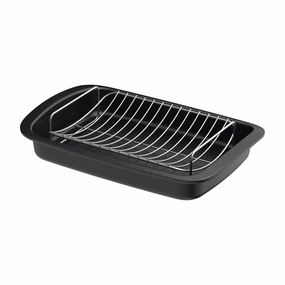BergHOFF Leo Graphite Nonstick Recycled Cast Aluminum Roaster with Removable Rack 16.5" X 11" X 2.75" cookware set,cooking pots,kitchen cookware