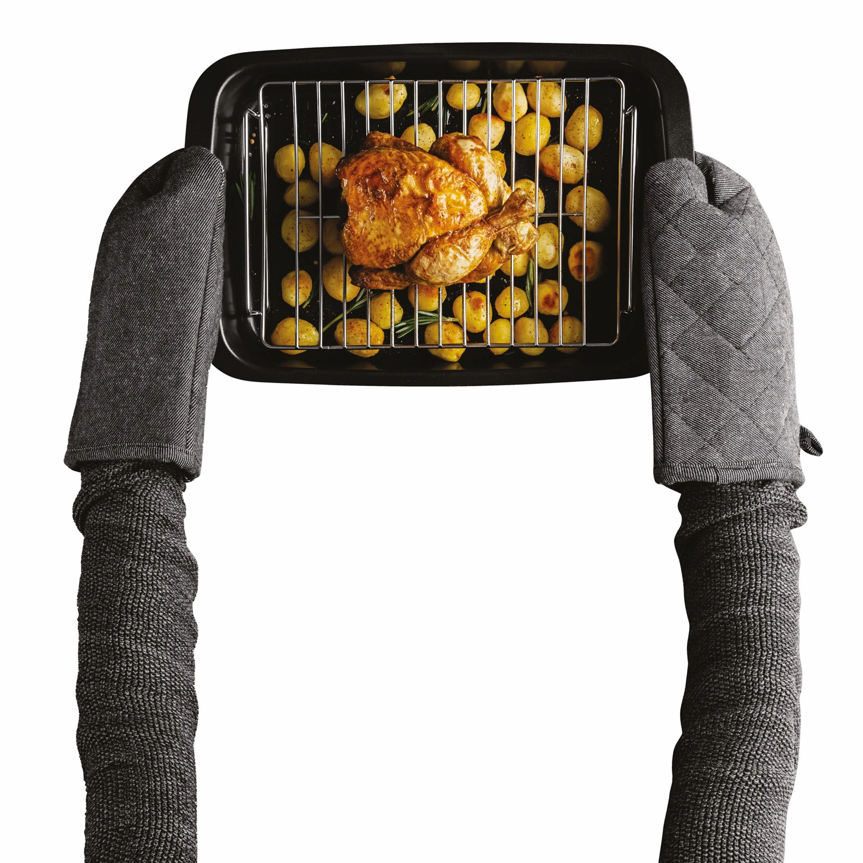 BergHOFF Leo Graphite Nonstick Recycled Cast Aluminum Roaster with Removable Rack 16.5" X 11" X 2.75"