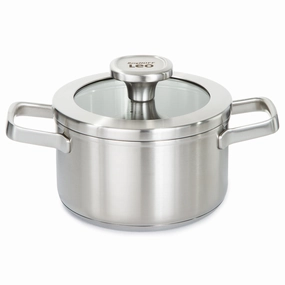 BergHOFF Leo Graphite Recycled 18/10 Stainless Steel Stockpot 6.25", 1.7qt. With Glass Lid cookware set,cooking pots,kitchen cookware