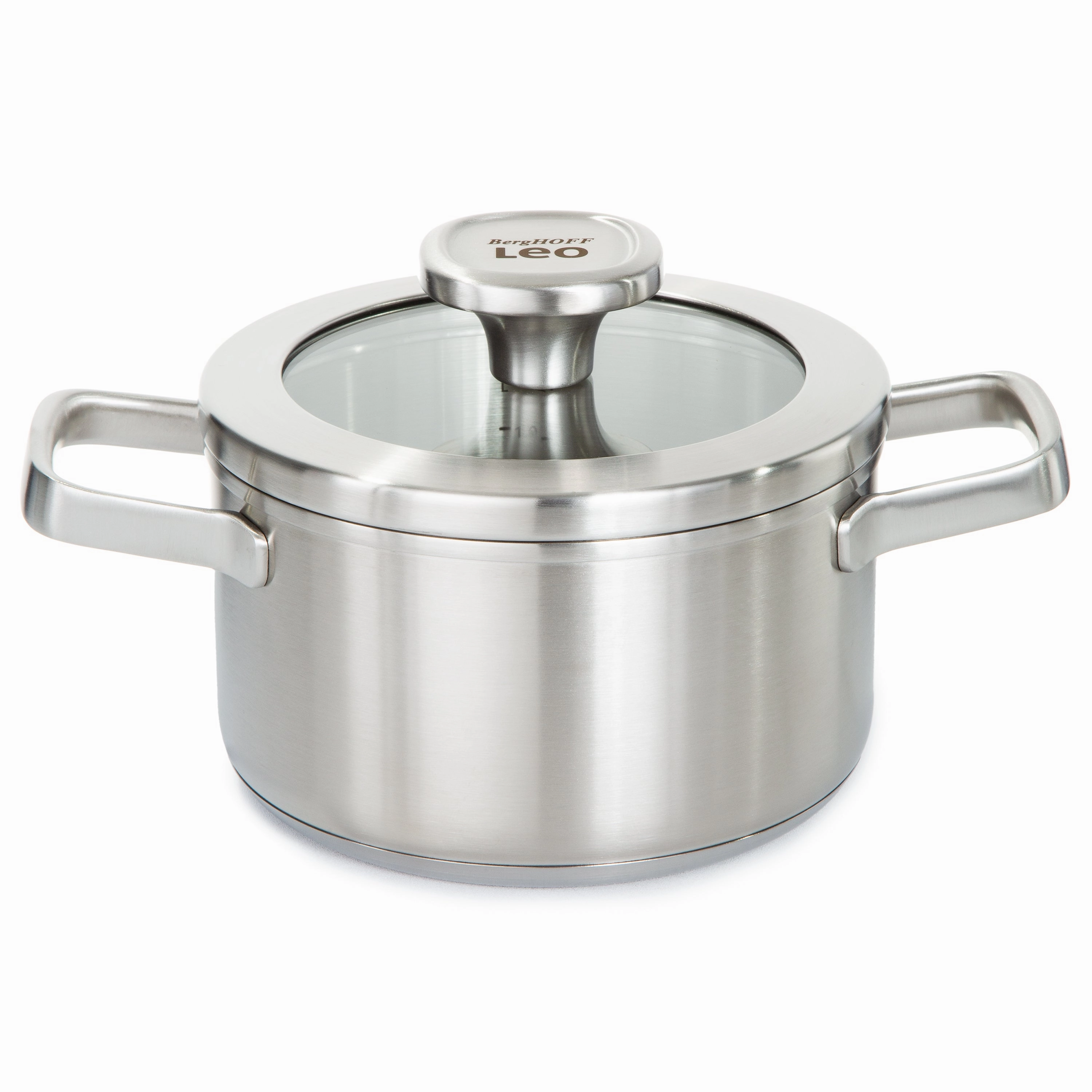 BergHOFF Leo Graphite Recycled 18/10 Stainless Steel Stockpot 6.25", 1.7qt. With Glass Lid cookware set,cooking pots,kitchen cookware