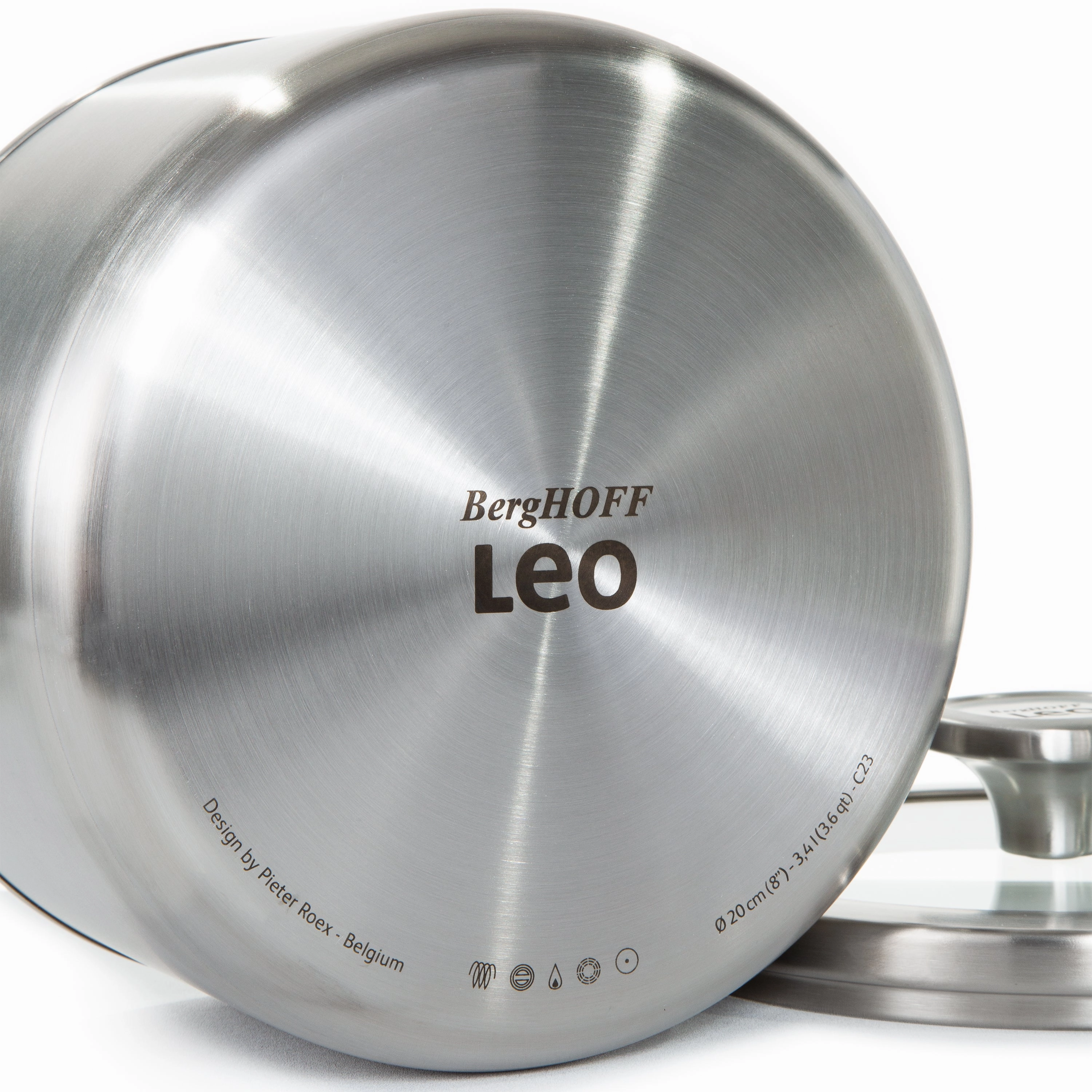 BergHOFF Leo Graphite Recycled 18/10 Stainless Steel Stockpot 8", 3.6qt. With Glass Lid