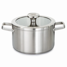 BergHOFF Leo Graphite Recycled 18/10 Stainless Steel Stockpot 8", 3.6qt. With Glass Lid cookware set,cooking pots,kitchen cookware