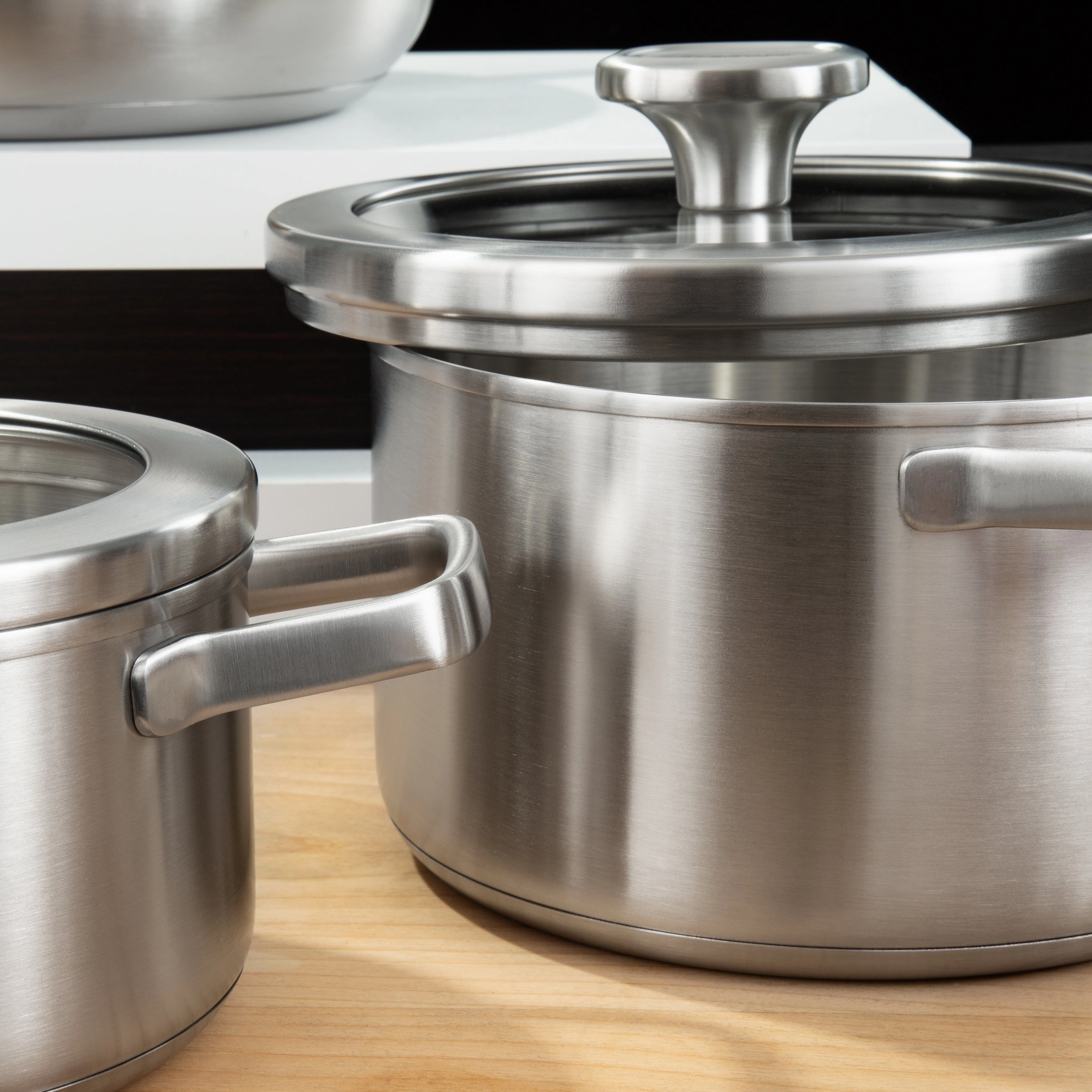 BergHOFF Leo Graphite Recycled 18/10 Stainless Steel Stockpot 8", 3.6qt. With Glass Lid