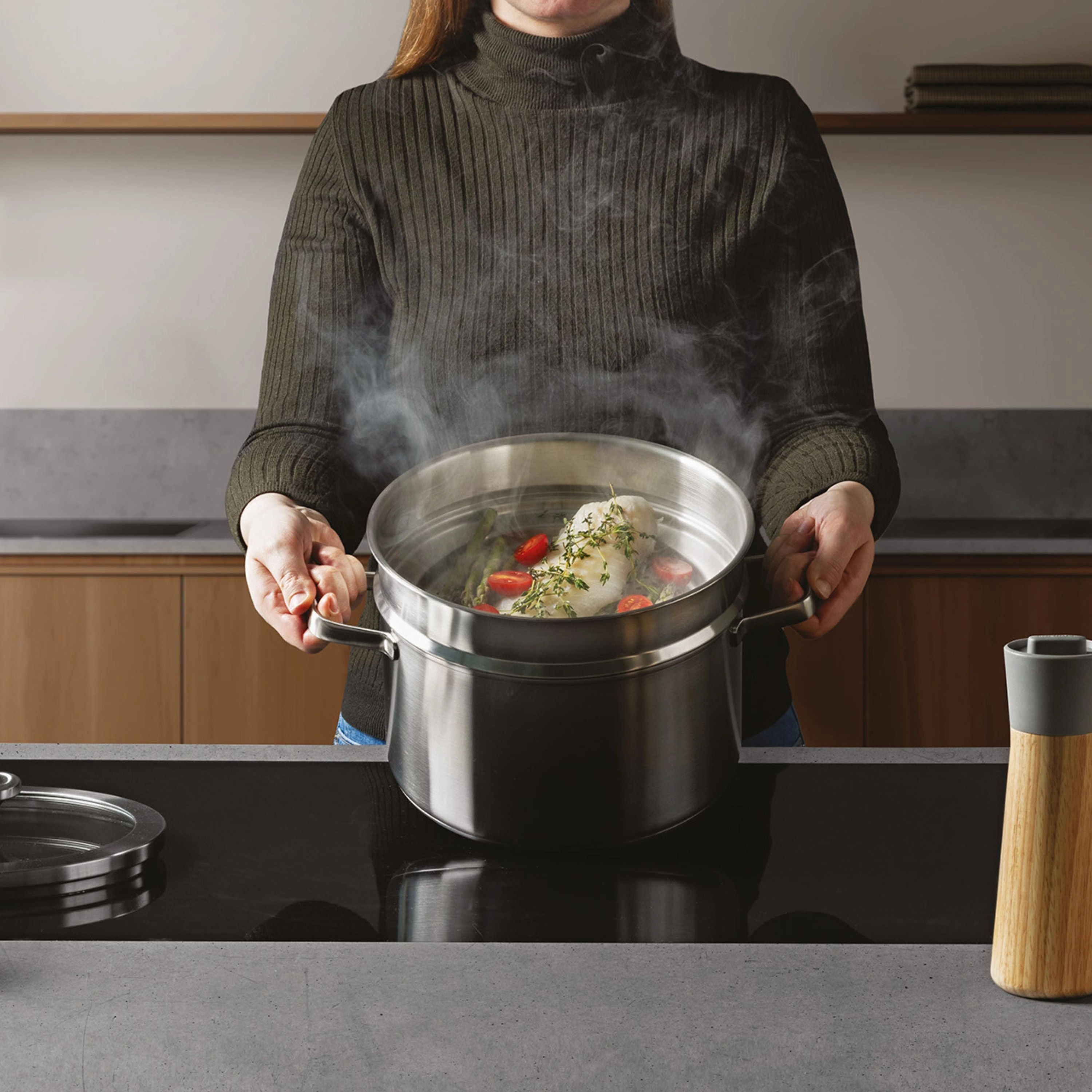 BergHOFF Leo Graphite Recycled 18/10 Stainless Steel Stockpot 8", 3.6qt. With Glass Lid