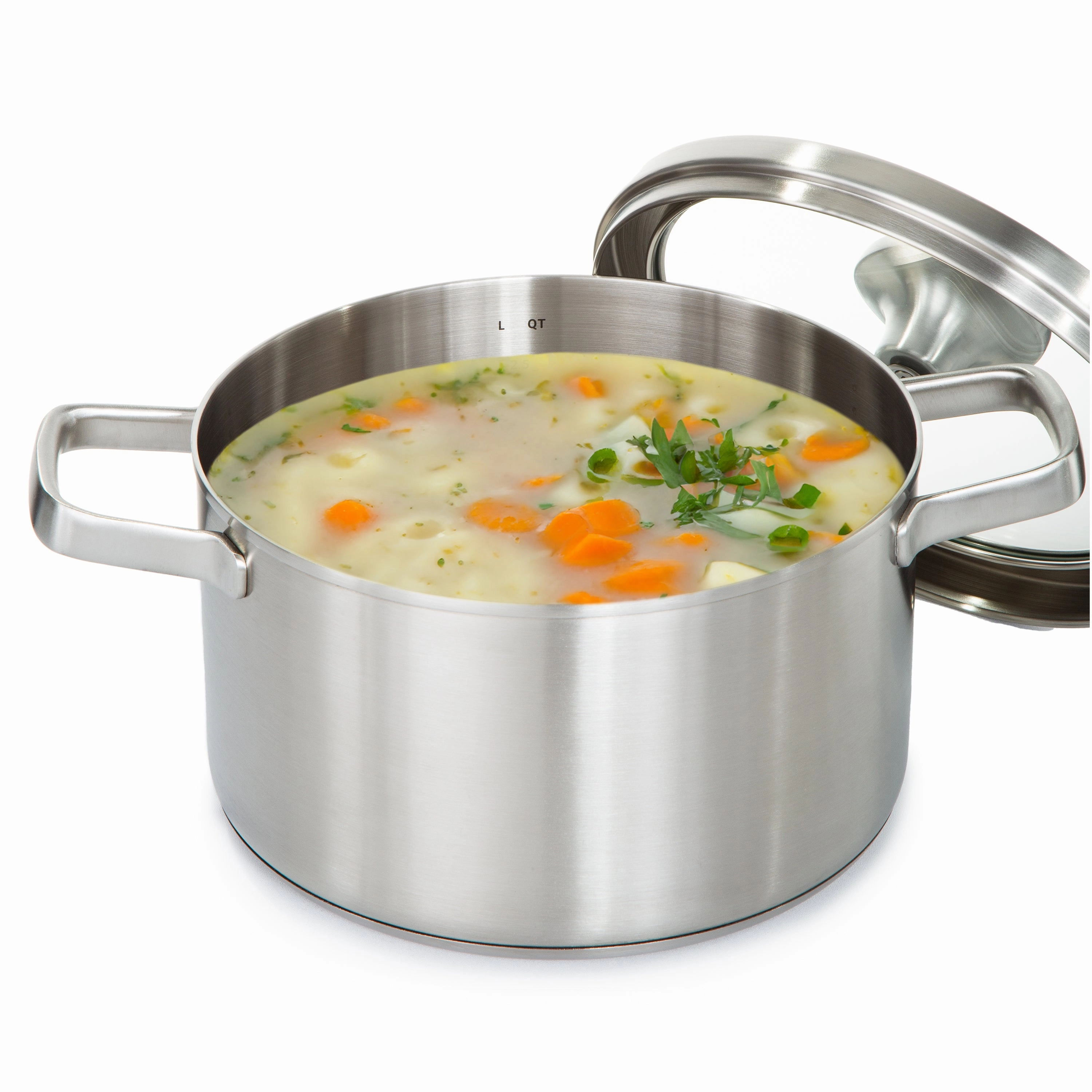 BergHOFF Leo Graphite Recycled 18/10 Stainless Steel Stockpot 8", 3.6qt. With Glass Lid