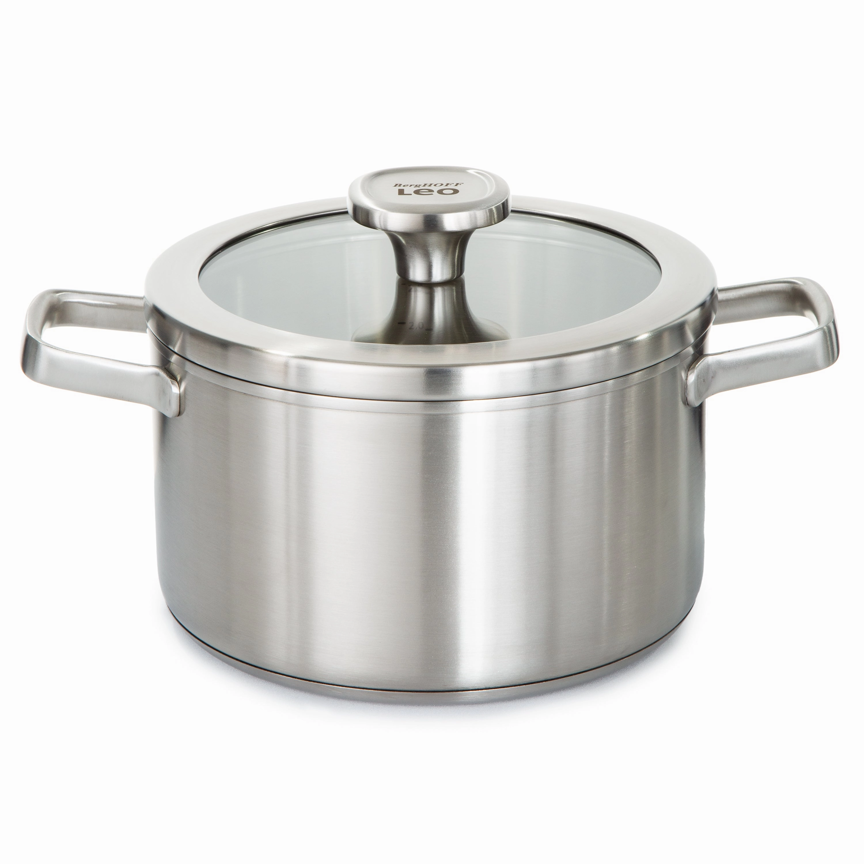 BergHOFF Leo Graphite Recycled 18/10 Stainless Steel Stockpot 8", 3.6qt. With Glass Lid cookware set,cooking pots,kitchen cookware