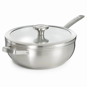 BergHOFF Leo Graphite Recycled 18/10 Stainless Steel Wok Pan 11", 5.2qt. With Glass Lid cookware set,cooking pots,kitchen cookware