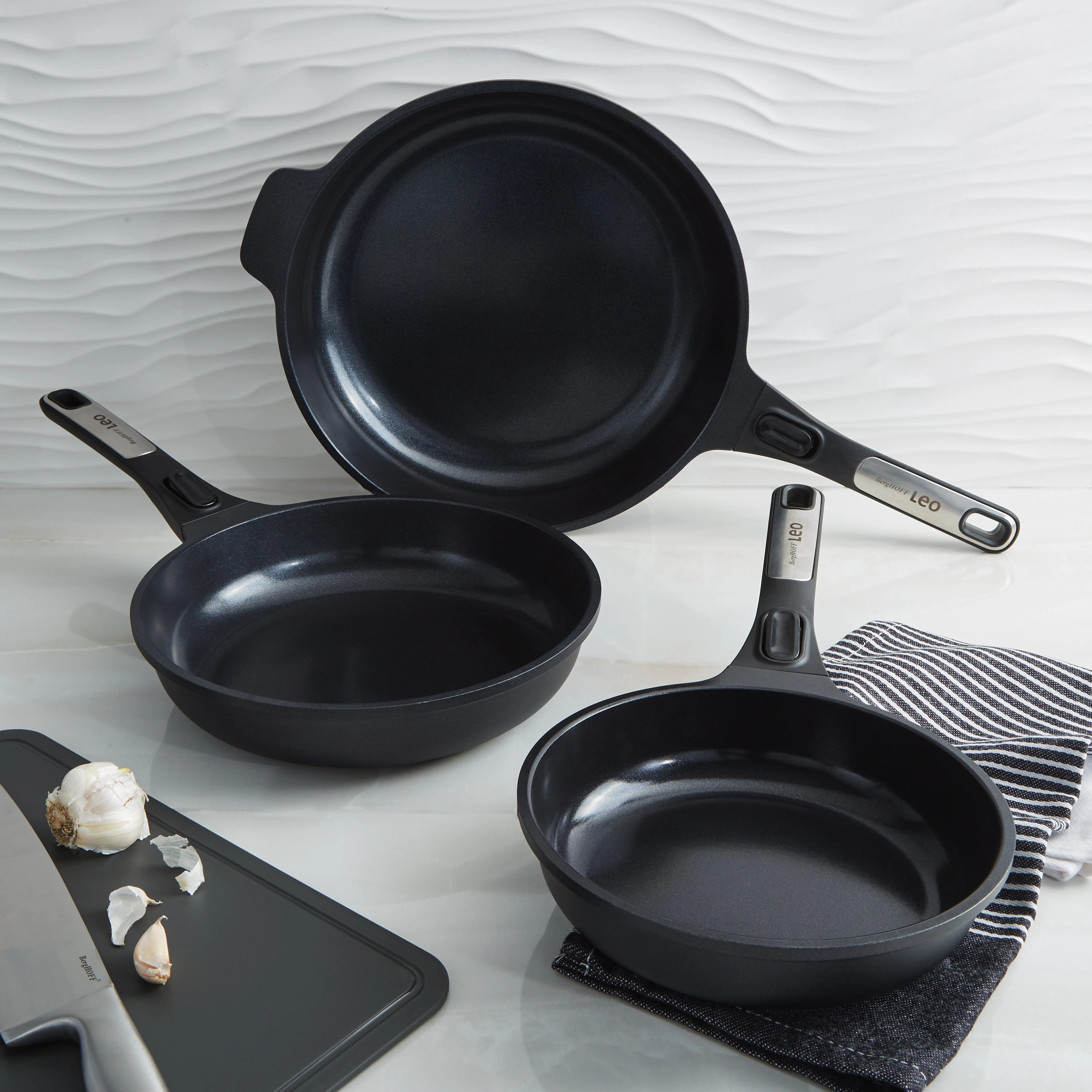 BergHOFF Leo Phantom 3pc Nonstick Ceramic Fry Pan Set, Recycled