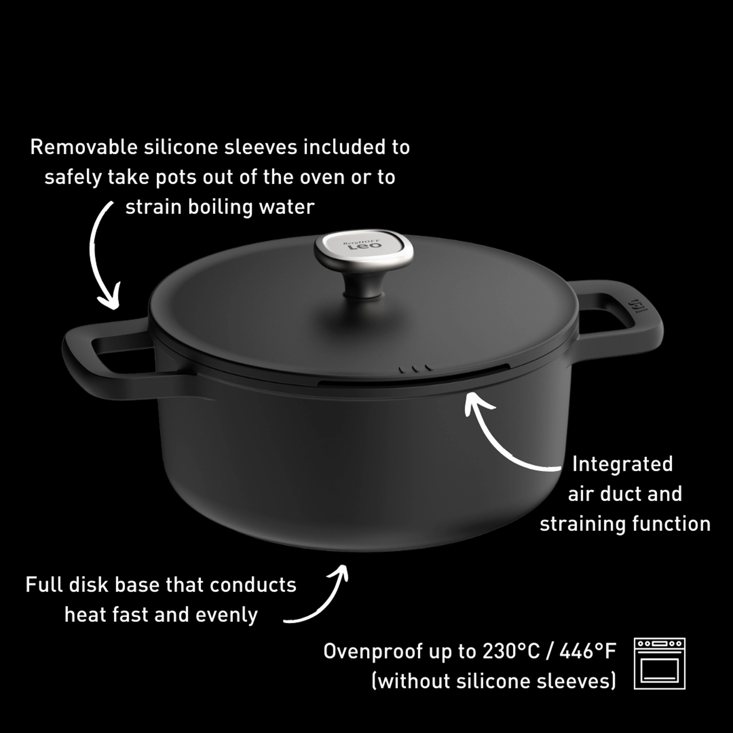 BergHOFF Leo Phantom 4pc Nonstick Ceramic Stockpot Set, Recycled