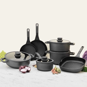 BergHOFF Leo Stone 11pc Cookware Set With Glass Lids cookware set,cooking pots,kitchen cookware