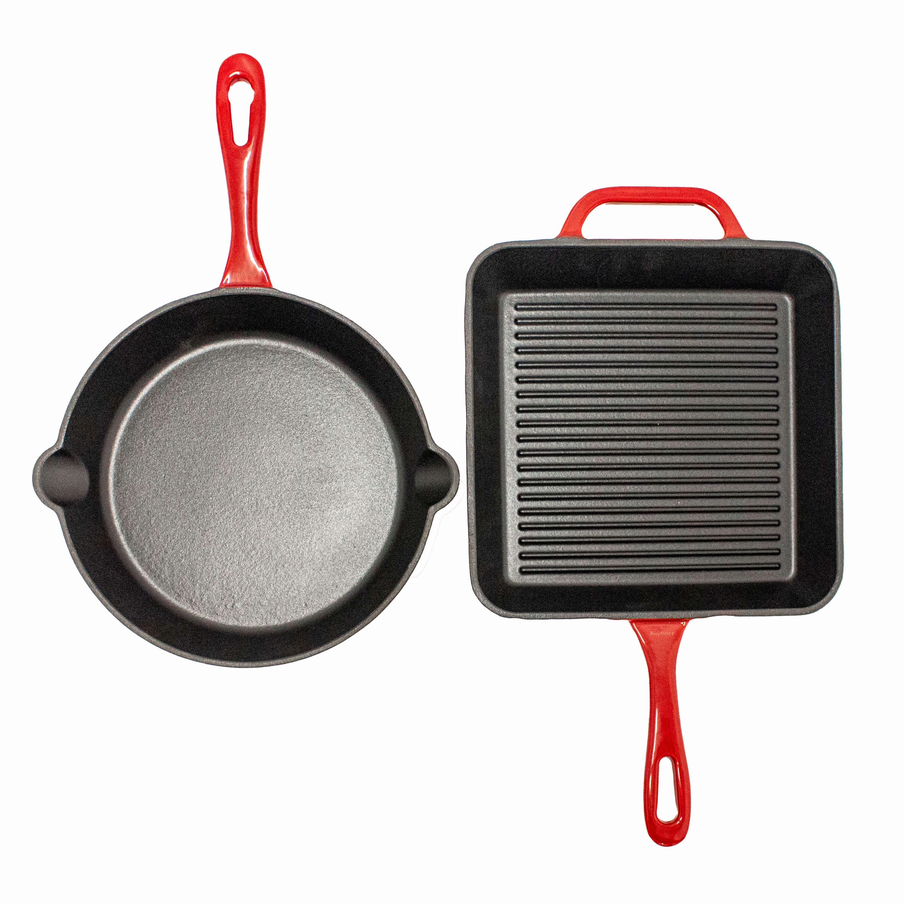 BergHOFF Neo 2pc Cast Iron 10" Fry and Grill Pan Cookware Set, Red cookware set,cooking pots,kitchen cookware