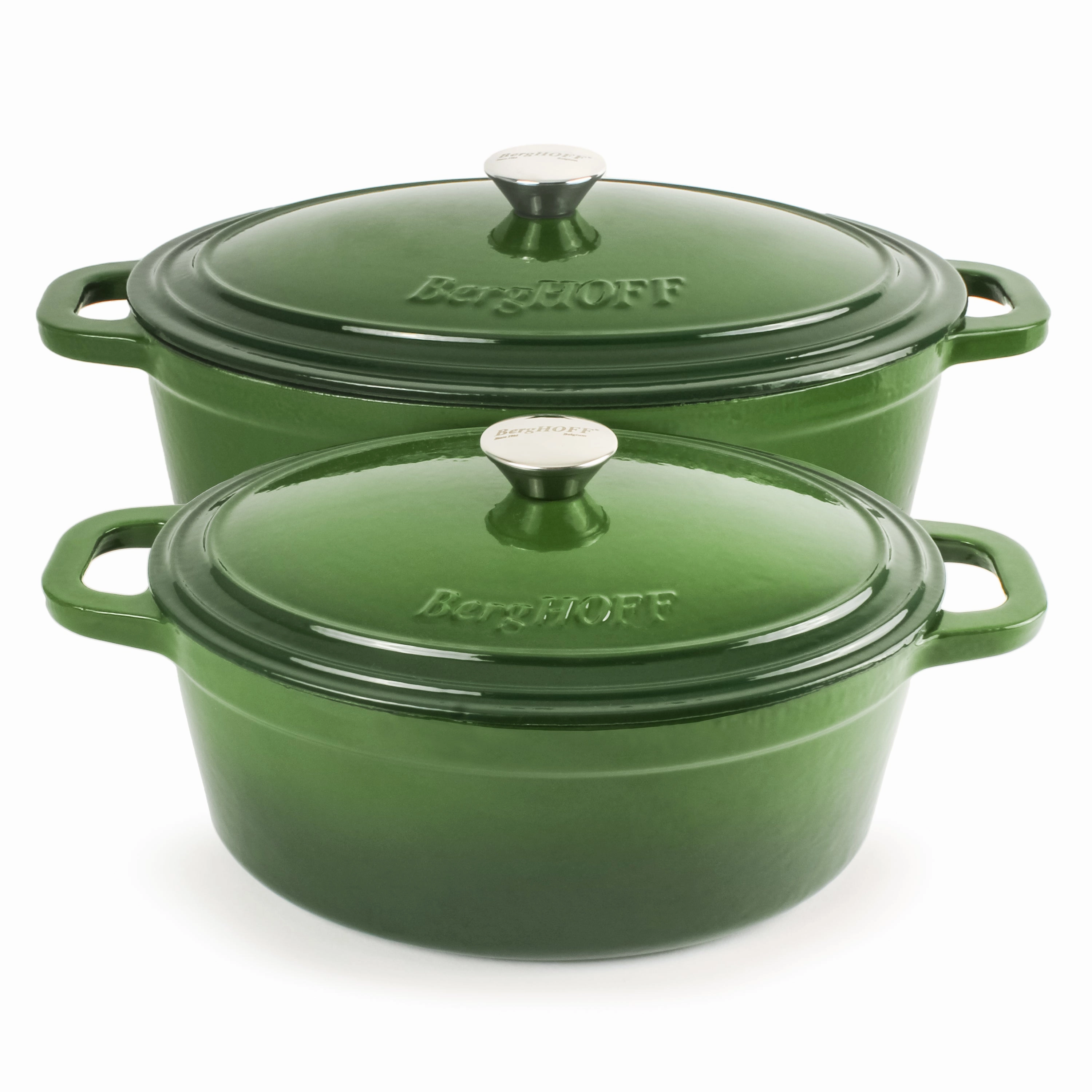 BergHOFF Neo 4pc Cast Iron Cookware Set, 5qt. & 8qt., Green cookware set,cooking pots,kitchen cookware