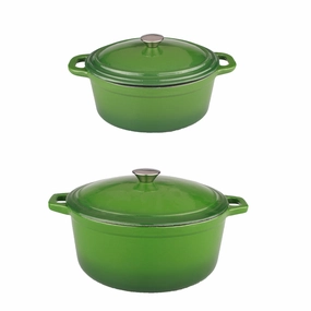 BergHOFF Neo 4pc Cast Iron Cookware Set, 5qt. & 8qt., Green cookware set,cooking pots,kitchen cookware