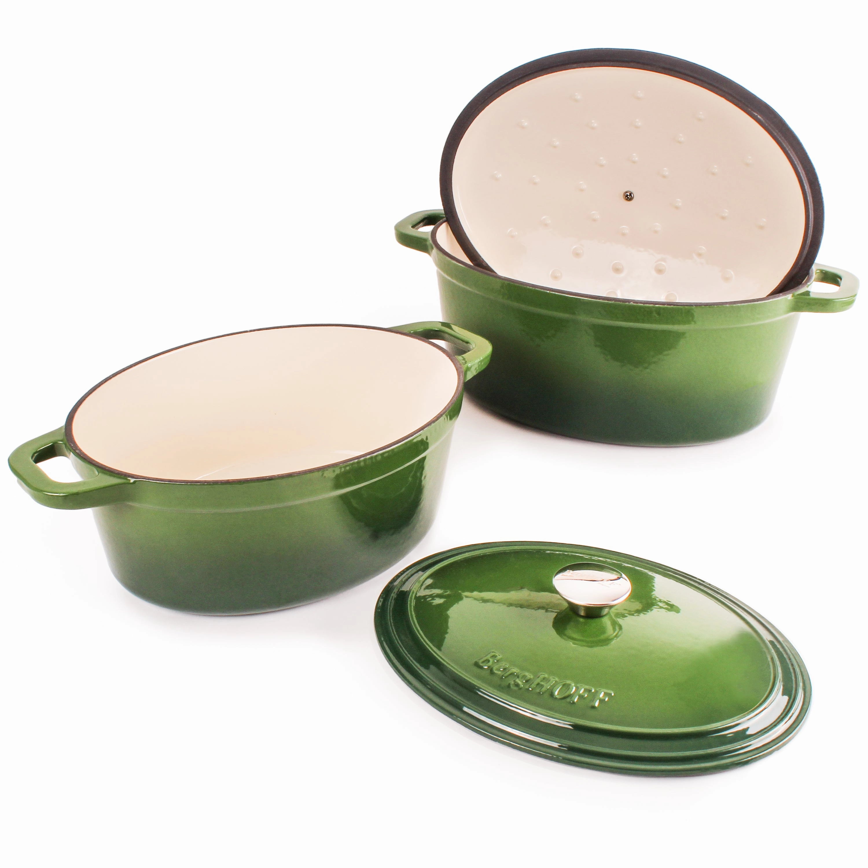 BergHOFF Neo 4pc Cast Iron Cookware Set, 5qt. & 8qt., Green