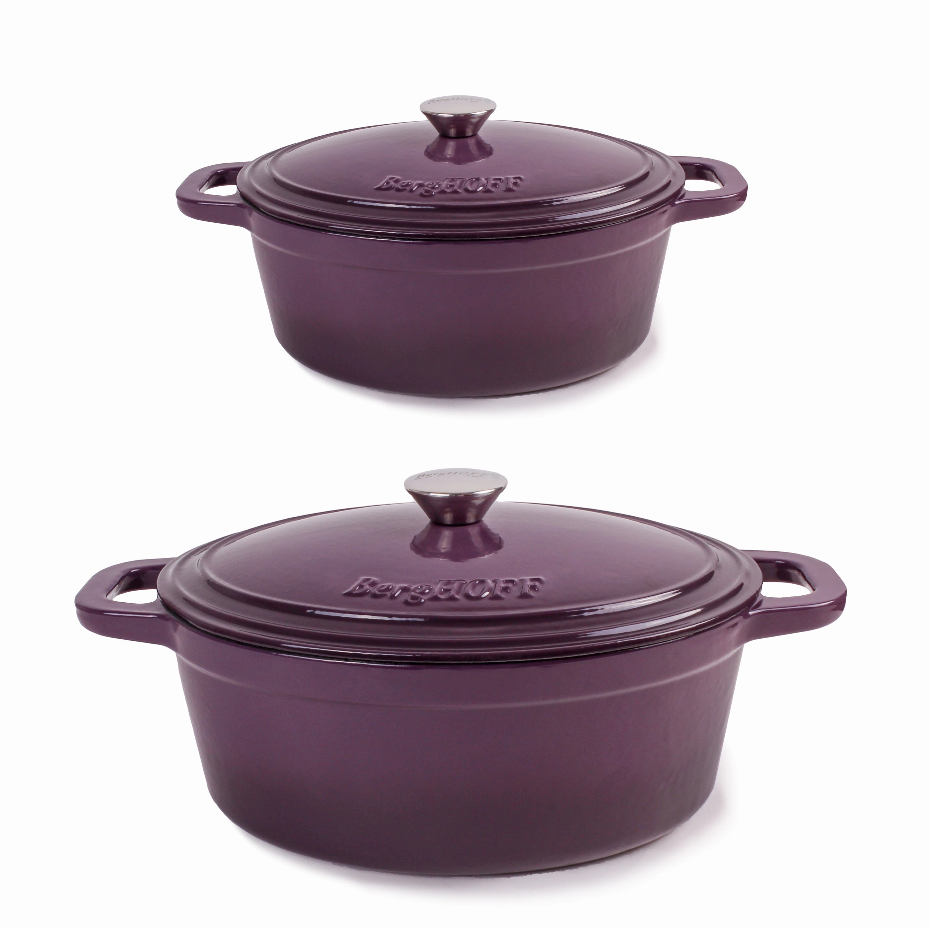 BergHOFF Neo 4pc Cast Iron Cookware Set, 5qt. & 8qt., Purple cookware set,cooking pots,kitchen cookware
