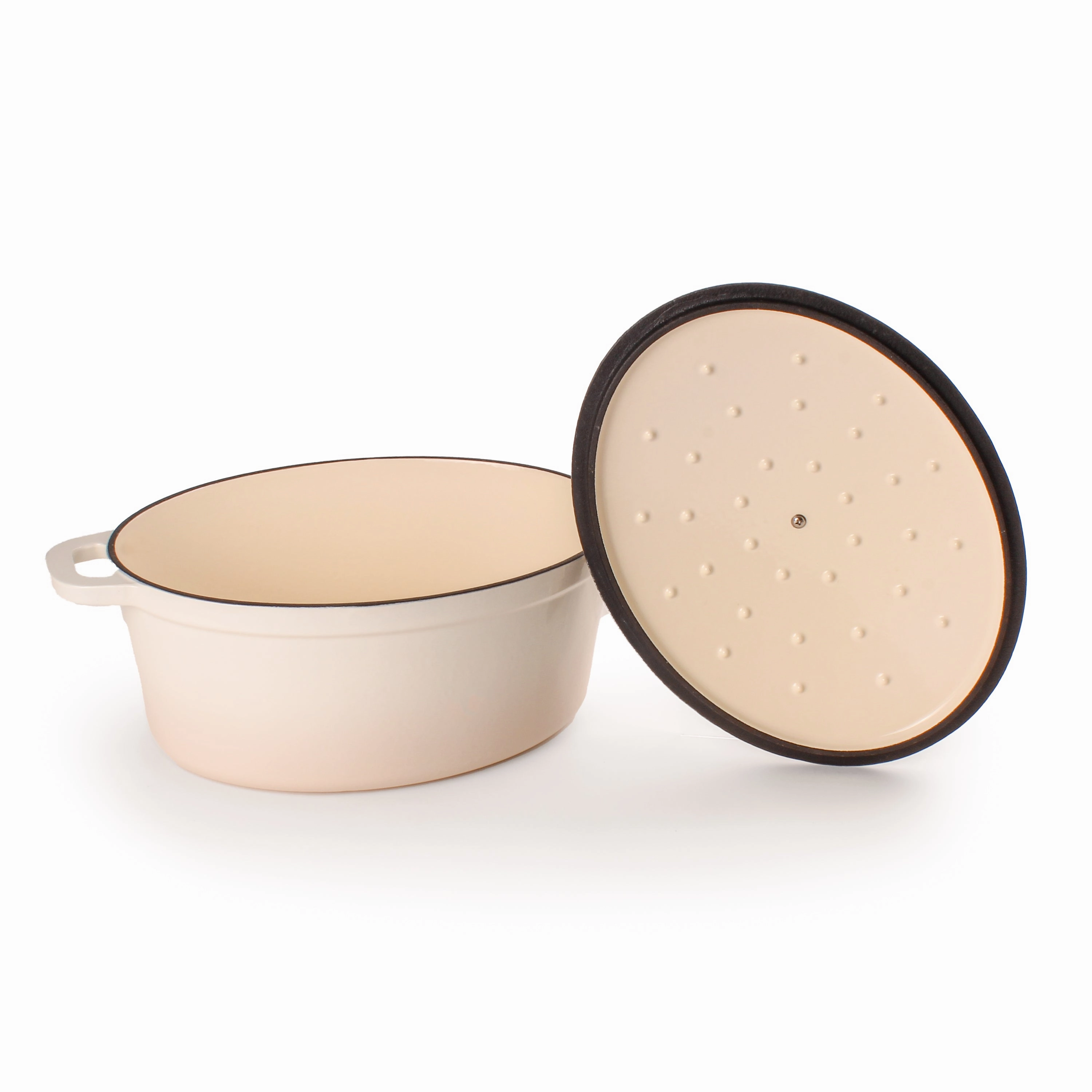 BergHOFF Neo 4Pc Cast Iron Cookware Set, 5qt. & 8qt. Oval Dutch Ovens, Matching Lids, Meringue