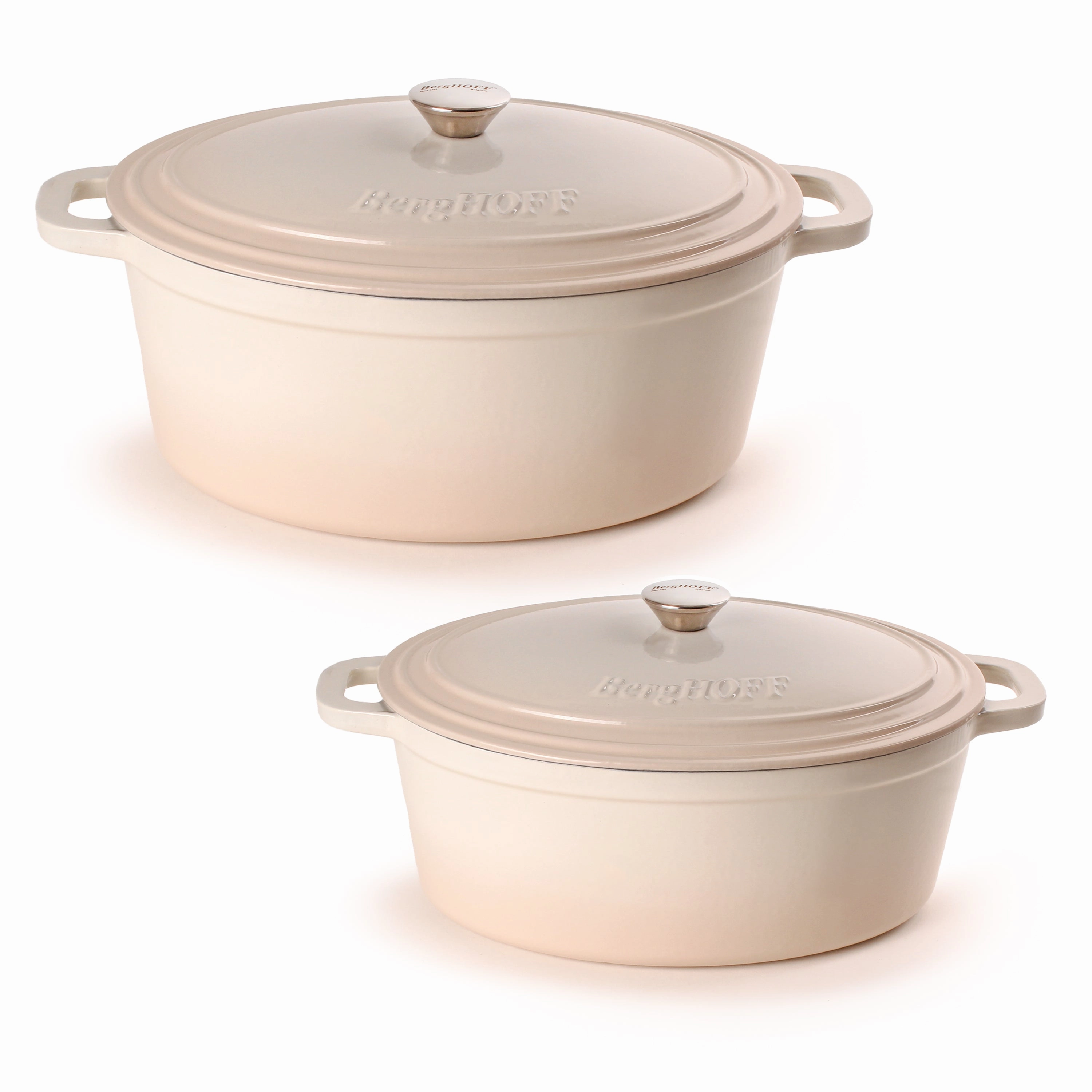 BergHOFF Neo 4Pc Cast Iron Cookware Set, 5qt. & 8qt. Oval Dutch Ovens, Matching Lids, Meringue cookware set,cooking pots,kitchen cookware