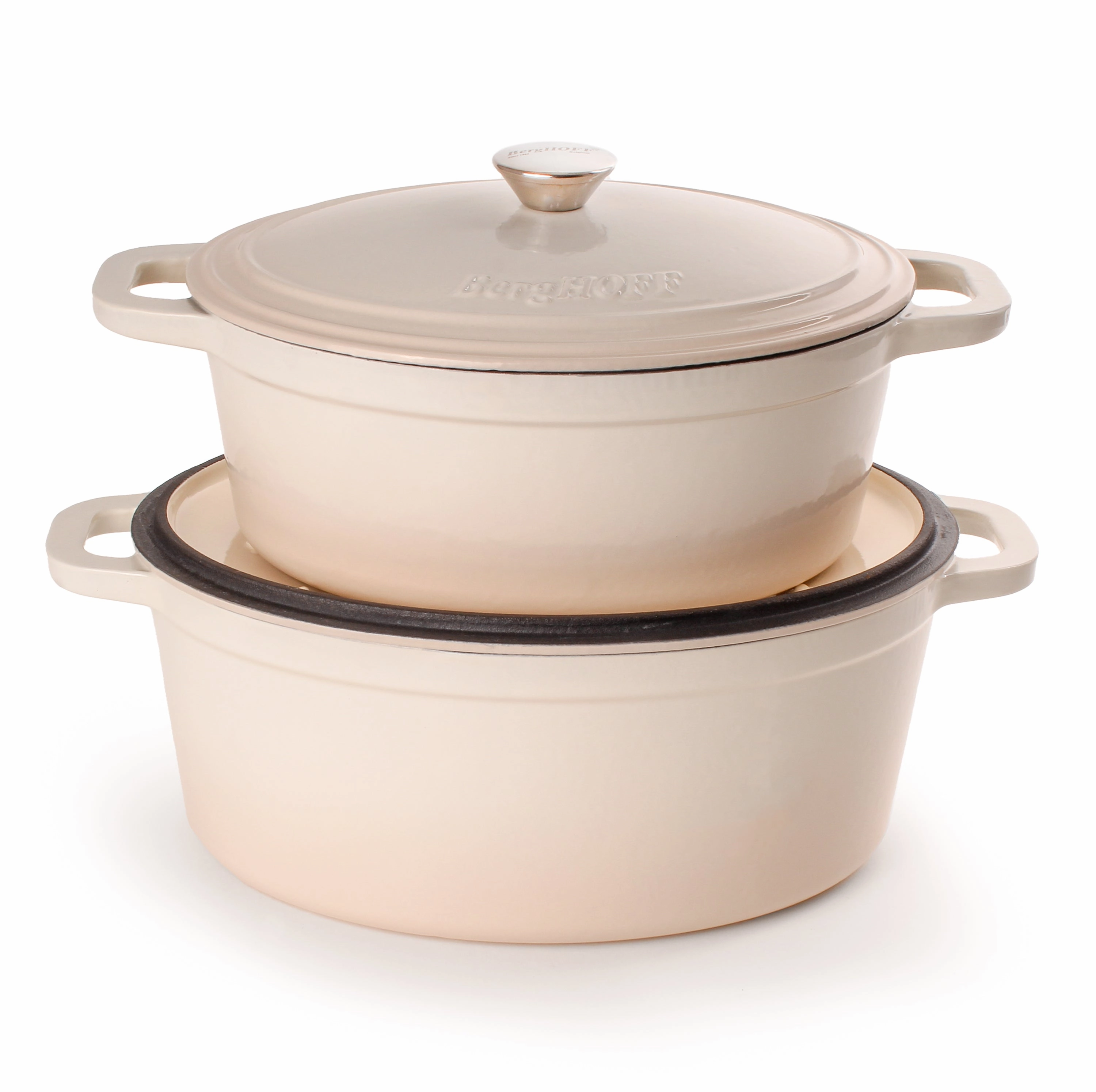 BergHOFF Neo 4Pc Cast Iron Cookware Set, 5qt. & 8qt. Oval Dutch Ovens, Matching Lids, Meringue