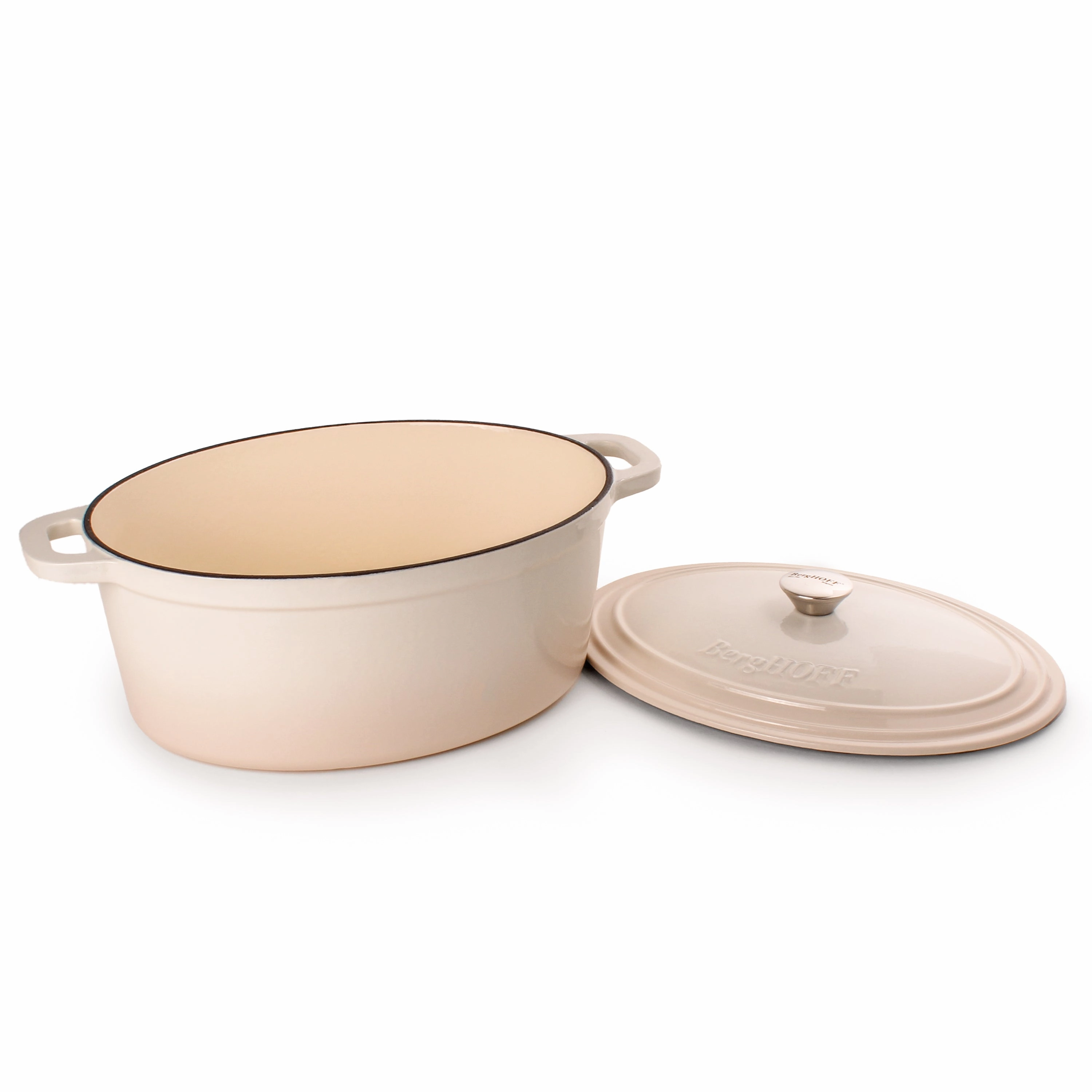BergHOFF Neo 4Pc Cast Iron Cookware Set, 5qt. & 8qt. Oval Dutch Ovens, Matching Lids, Meringue