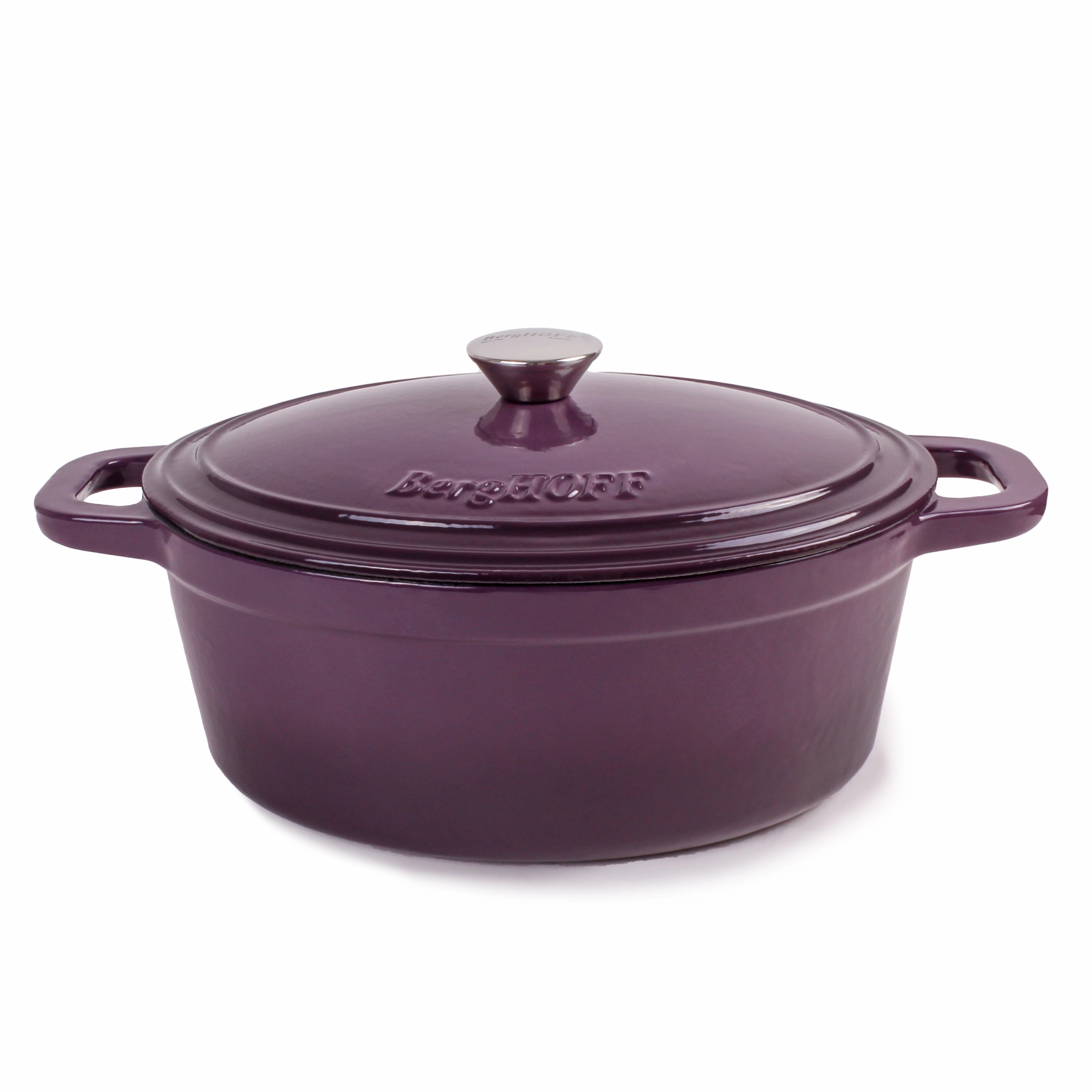 BergHOFF Neo 4Pc Cast Iron Cookware Set, 5qt. & 8qt. Oval Dutch Ovens, Matching Lids, Purple