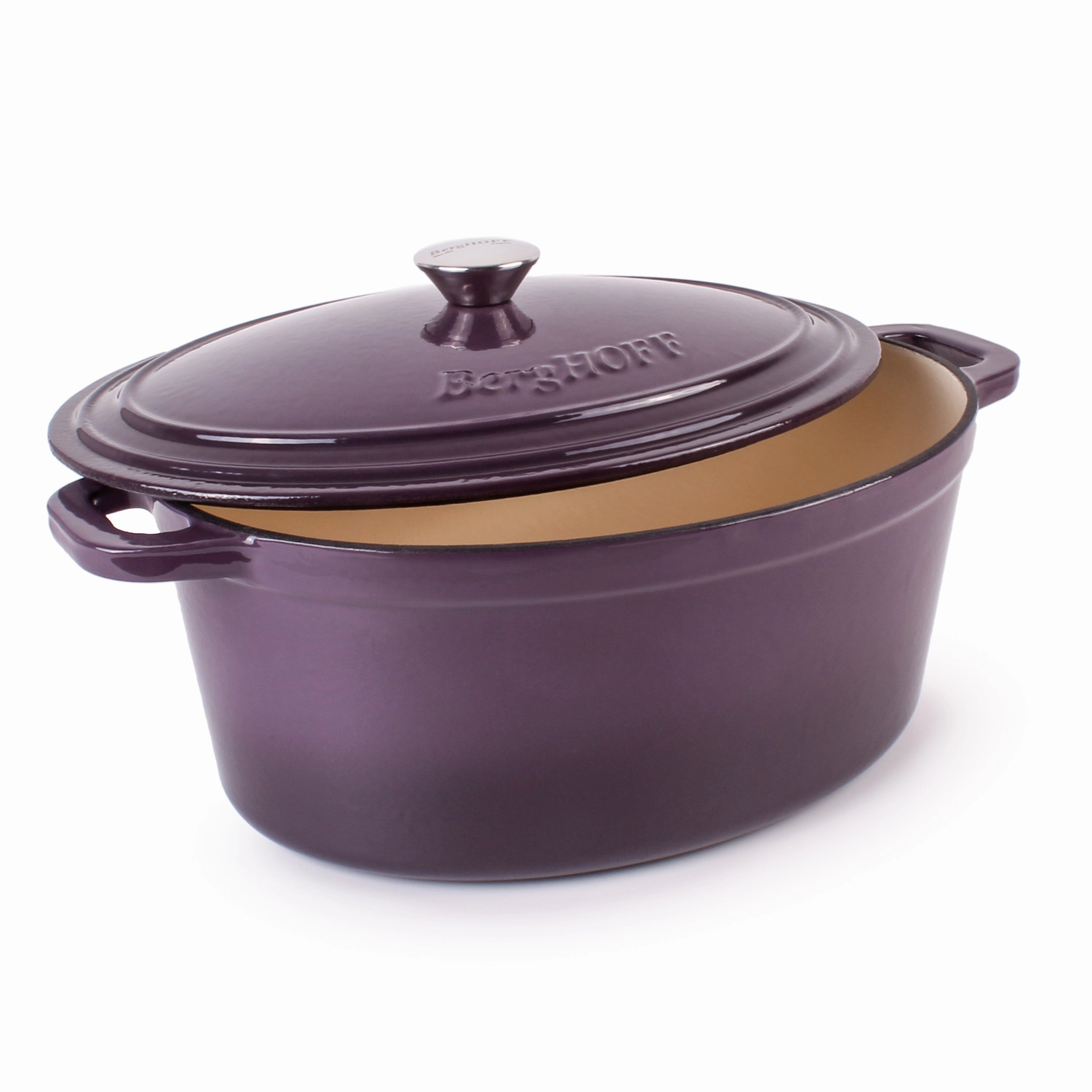 BergHOFF Neo 4Pc Cast Iron Cookware Set, 5qt. & 8qt. Oval Dutch Ovens, Matching Lids, Purple