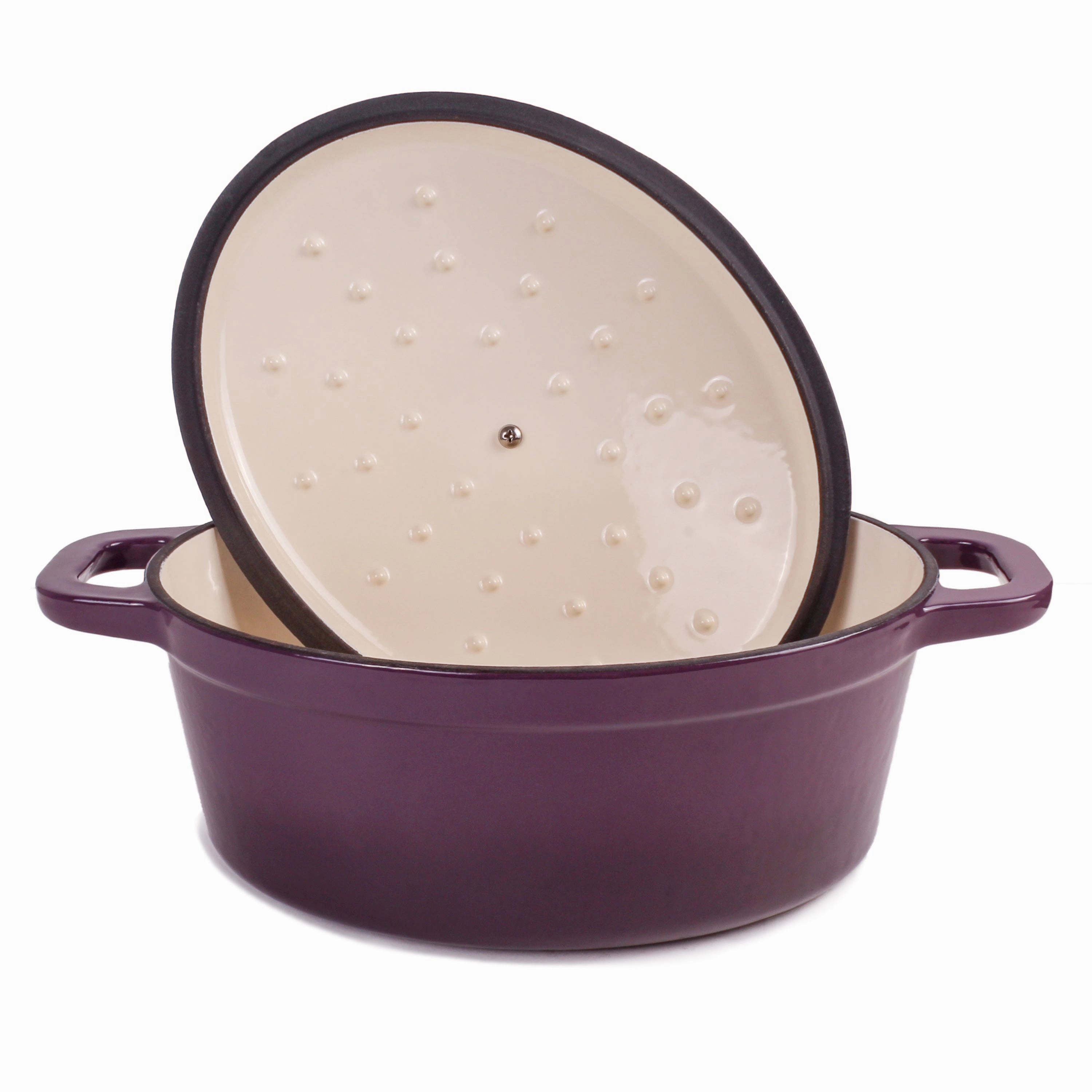 BergHOFF Neo 4Pc Cast Iron Cookware Set, 5qt. & 8qt. Oval Dutch Ovens, Matching Lids, Purple