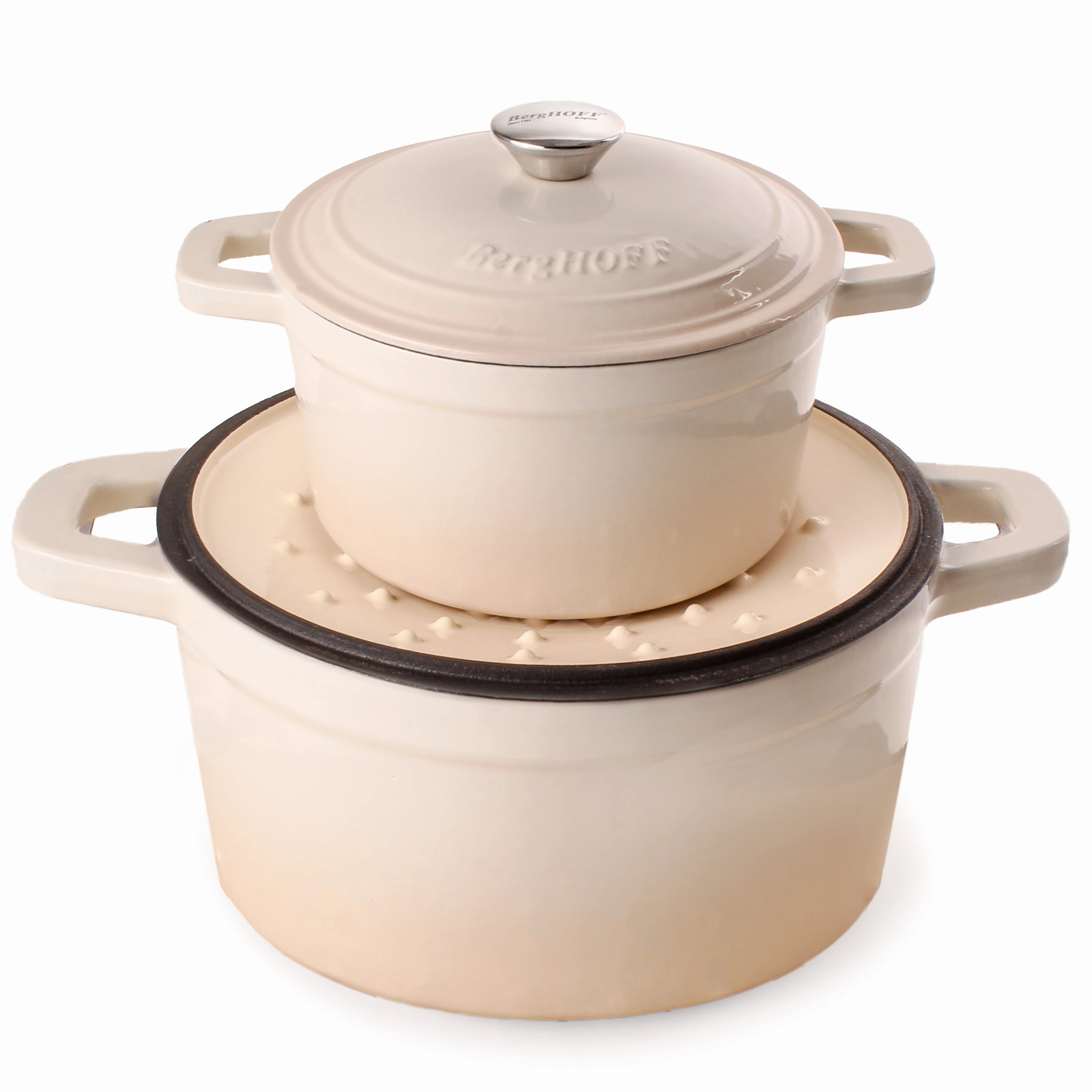 BergHOFF Neo Cast Iron 7qt. Round Dutch Oven 11" with Lid, Meringue