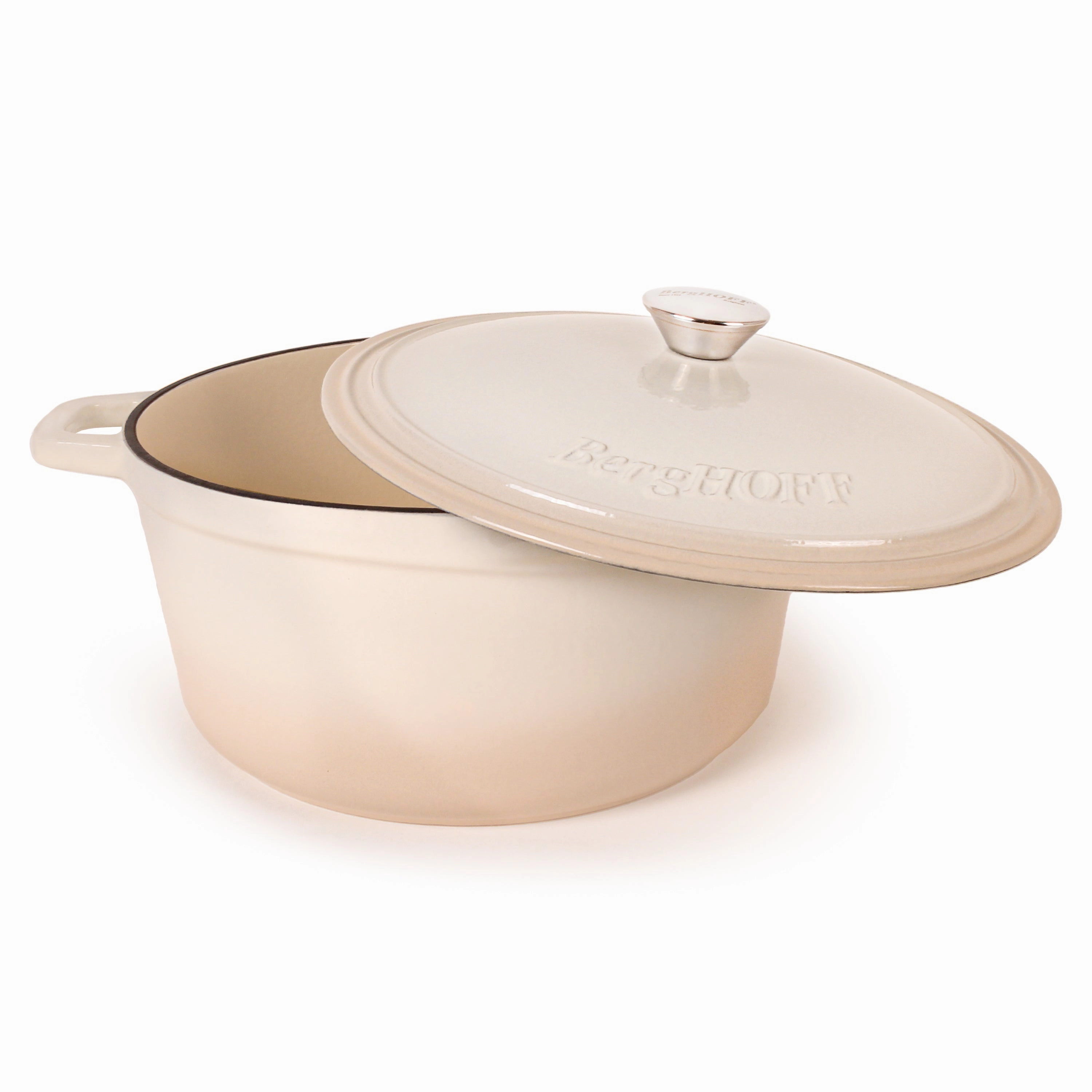 BergHOFF Neo Cast Iron 7qt. Round Dutch Oven 11" with Lid, Meringue