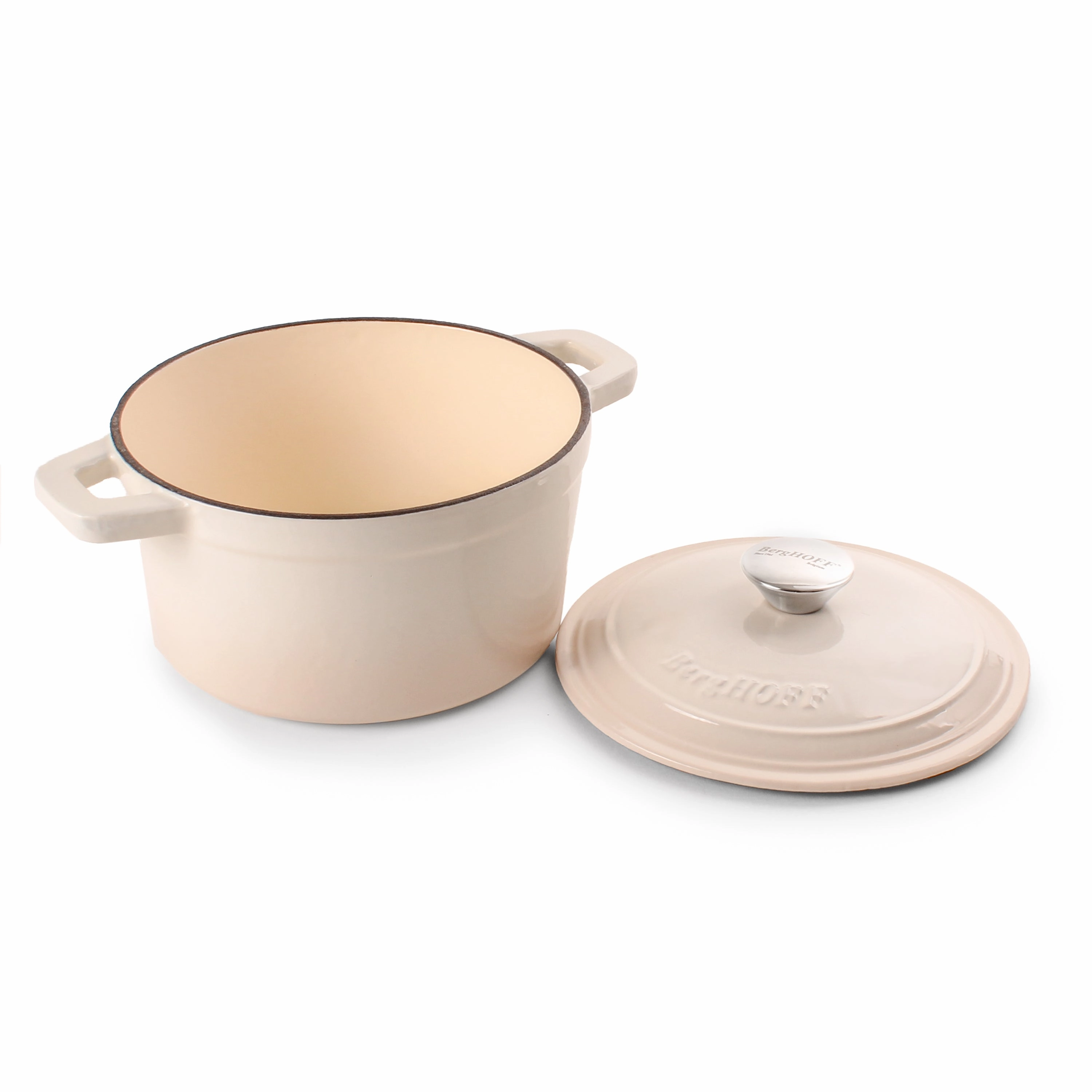 BergHOFF Neo Cast Iron 7qt. Round Dutch Oven 11" with Lid, Meringue
