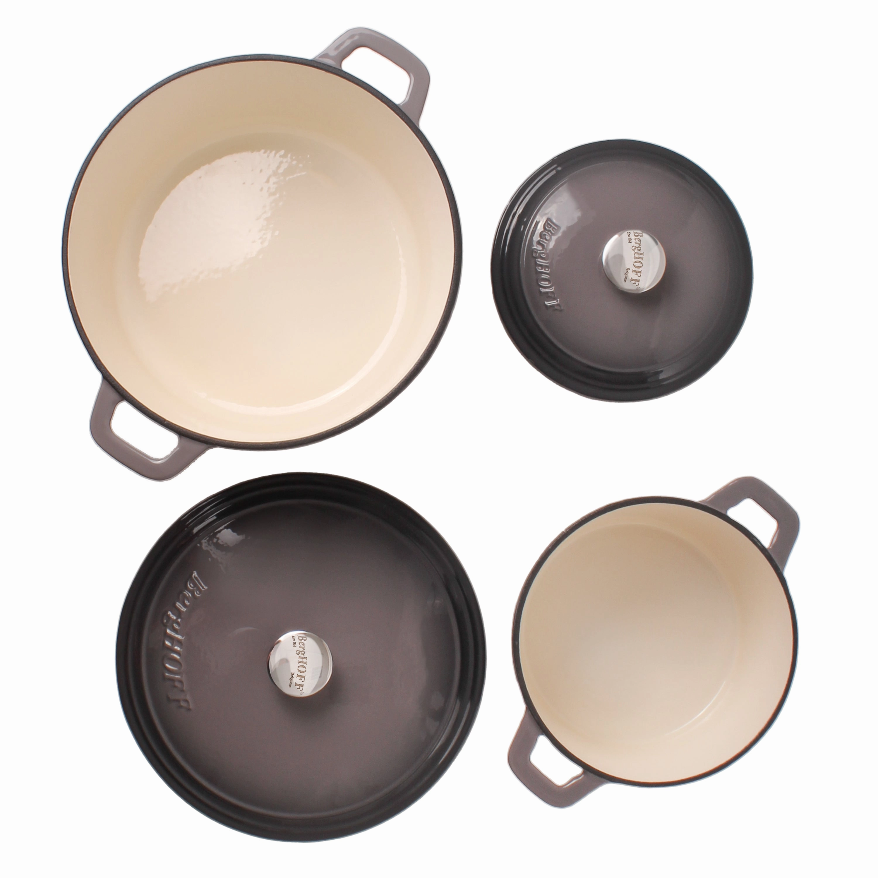 BergHOFF Neo Cast Iron 7qt. Round Dutch Oven 11" with Lid, Oyster