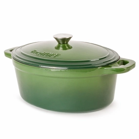 BergHOFF Neo Cast Iron 8qt. Oval Dutch Oven 13" with Lid, Green cookware set,cooking pots,kitchen cookware
