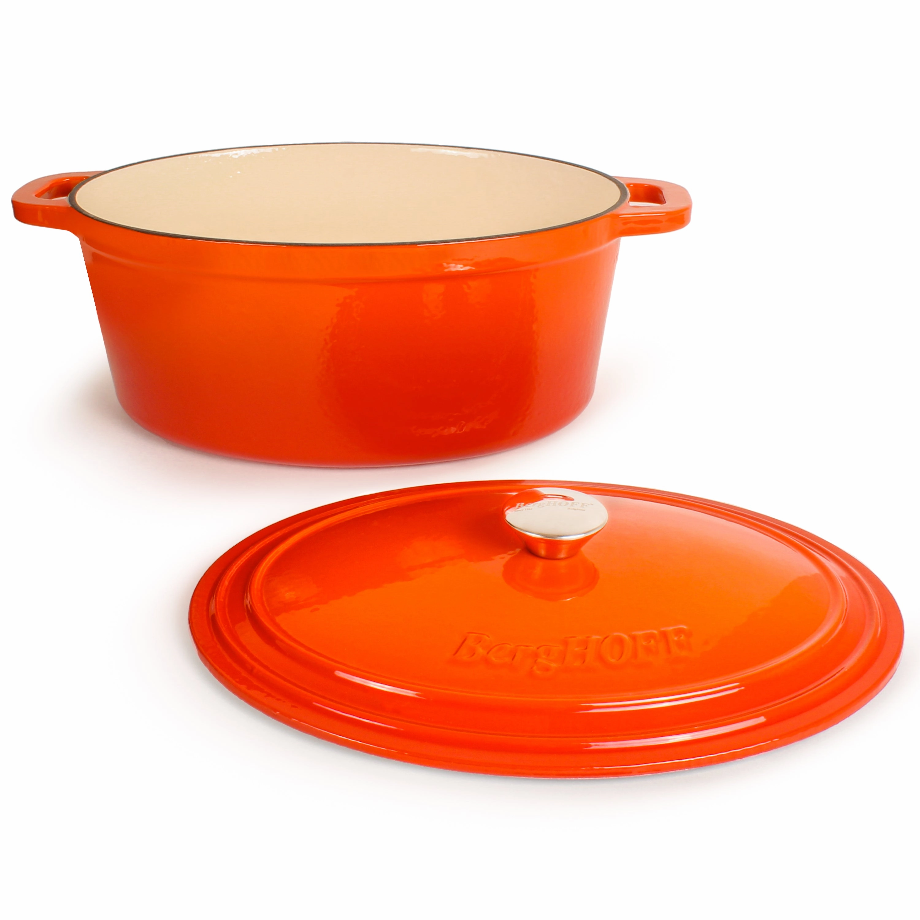 BergHOFF Neo Cast Iron 8qt. Oval Dutch Oven 13" with Lid, Orange