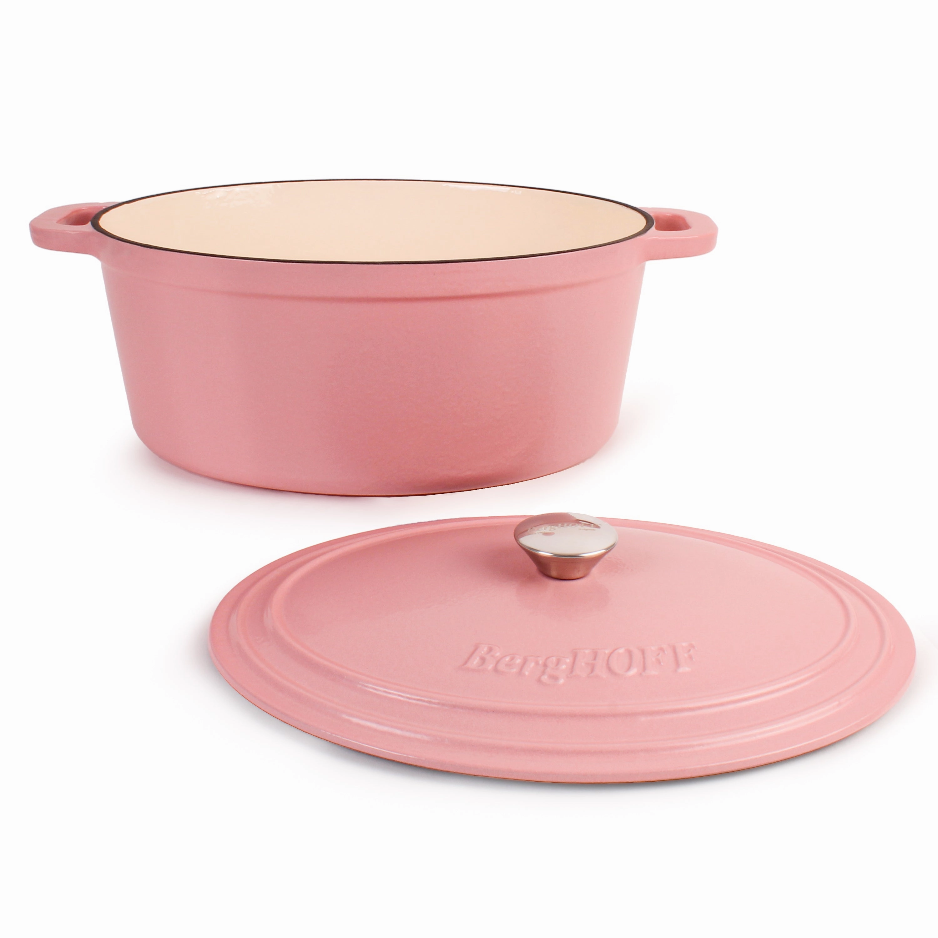 BergHOFF Neo Cast Iron 8qt. Oval Dutch Oven 13" with Lid, Pink