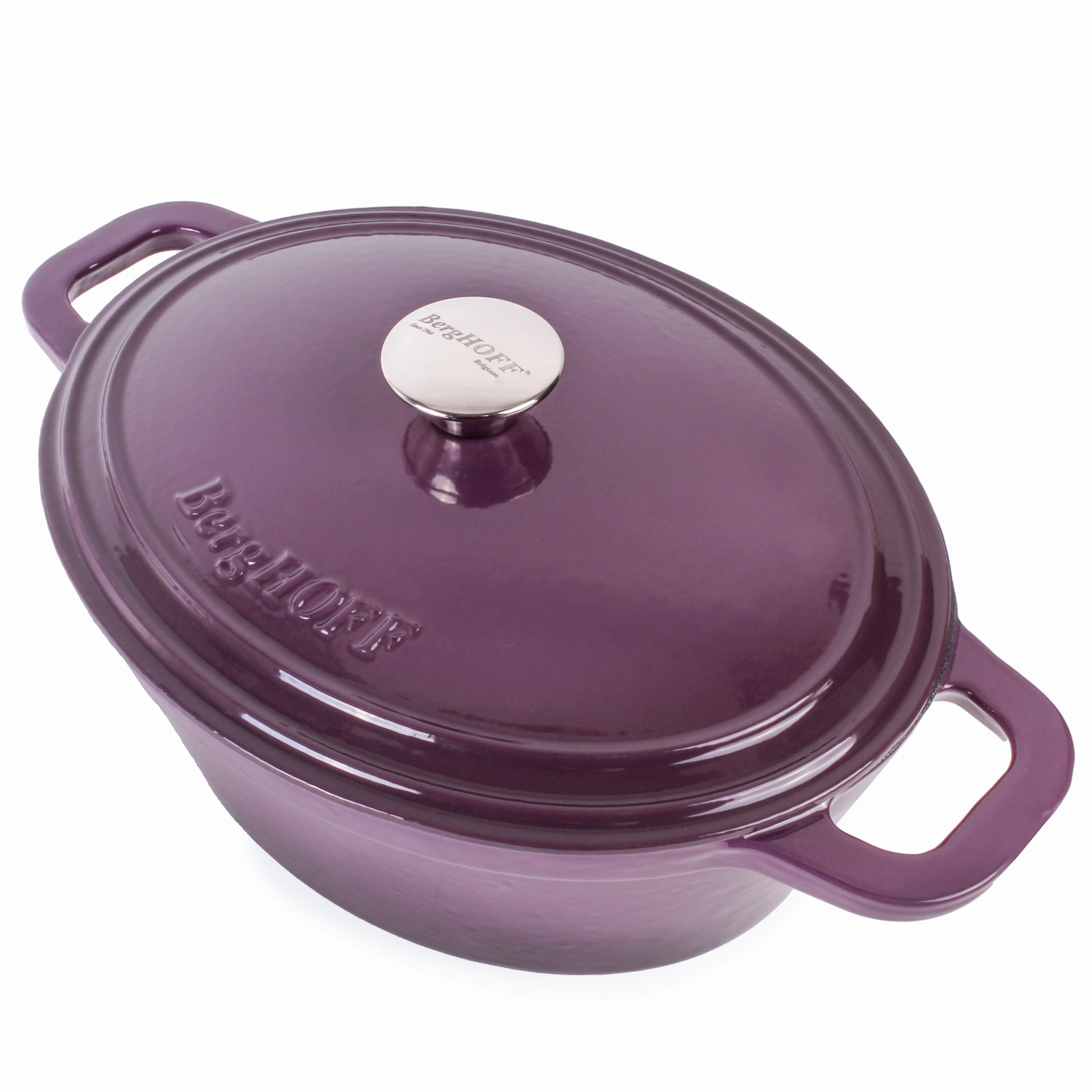 BergHOFF Neo Cast Iron 8qt. Oval Dutch Oven 13" with Lid, Purple
