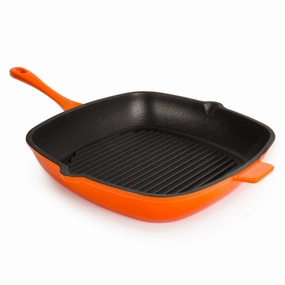BergHOFF Neo Cast Iron Square Grill Pan 11", Orange cookware set,cooking pots,kitchen cookware