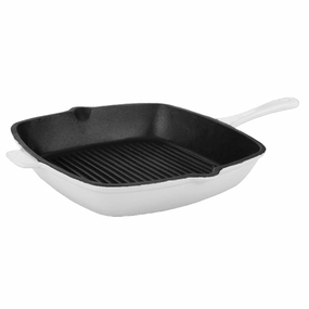 BergHOFF Neo Cast Iron Square Grill Pan 11", White cookware set,cooking pots,kitchen cookware