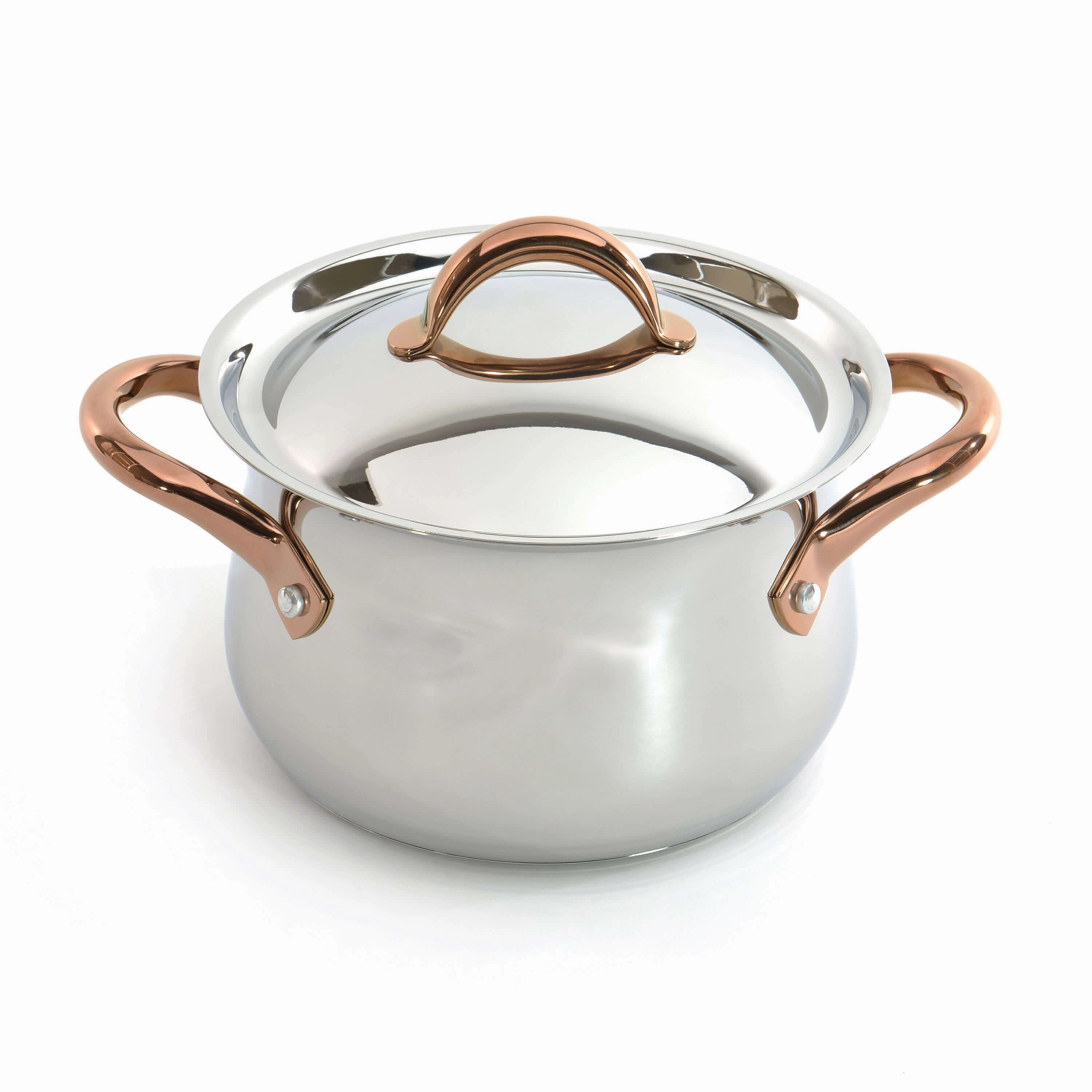 BergHOFF Ouro Gold 10Pc 18/10 Stainless Steel Cookware Set, SS Lids, Rose Gold Handles