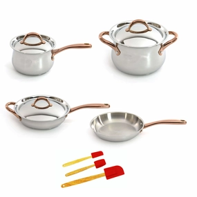 BergHOFF Ouro Gold 10Pc 18/10 Stainless Steel Cookware Set, SS Lids, Rose Gold Handles cookware set,cooking pots,kitchen cookware