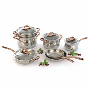 BergHOFF Ouro Gold 11Pc 18/10 Stainless Steel Cookware Set with Glass Lids cookware set,cooking pots,kitchen cookware