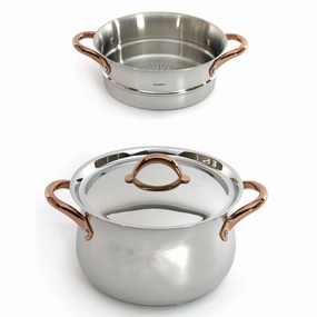 BergHOFF Ouro Gold 3pc 18/10 SS Steamer Set, SS Lids, Rose Gold Handles cookware set,cooking pots,kitchen cookware