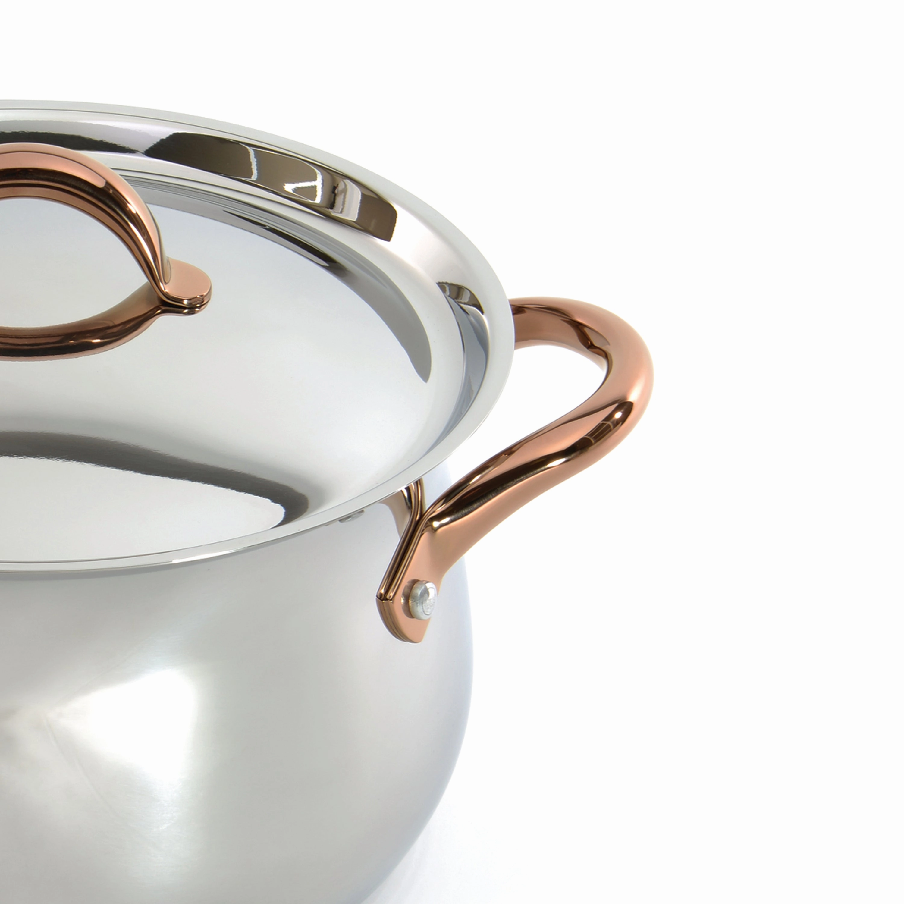 BergHOFF Ouro Gold 3pc 18/10 SS Steamer Set, SS Lids, Rose Gold Handles