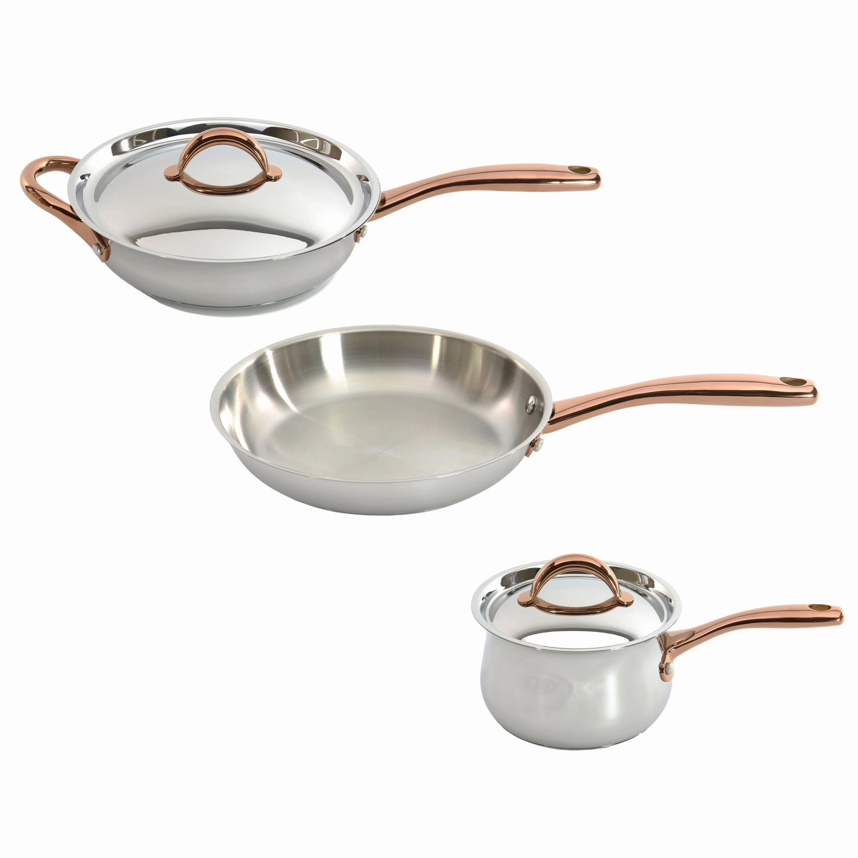 BergHOFF Ouro Gold 5pc 18/10 Stainless Steel Starter Set, Rose Gold Handles cookware set,cooking pots,kitchen cookware