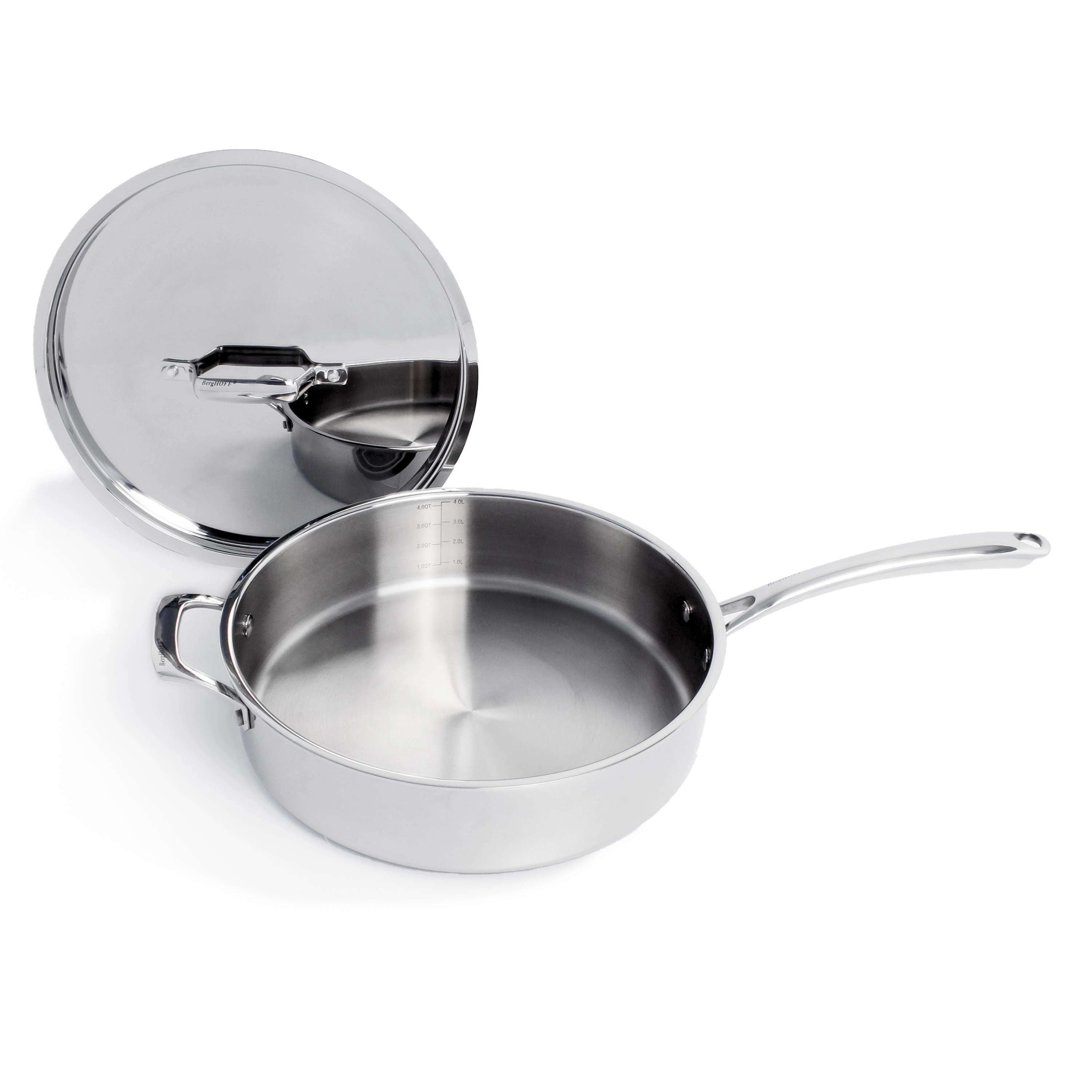 BergHOFF Professional Tri-Ply 18/10 Stainless Steel 11" Saut Pan with SS Lid, 4.6qt.
