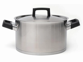 BergHOFF Ron 10" 18/10 Stainless Steel Covered Stockpot 6.8Qt., Black Handles cookware set,cooking pots,kitchen cookware